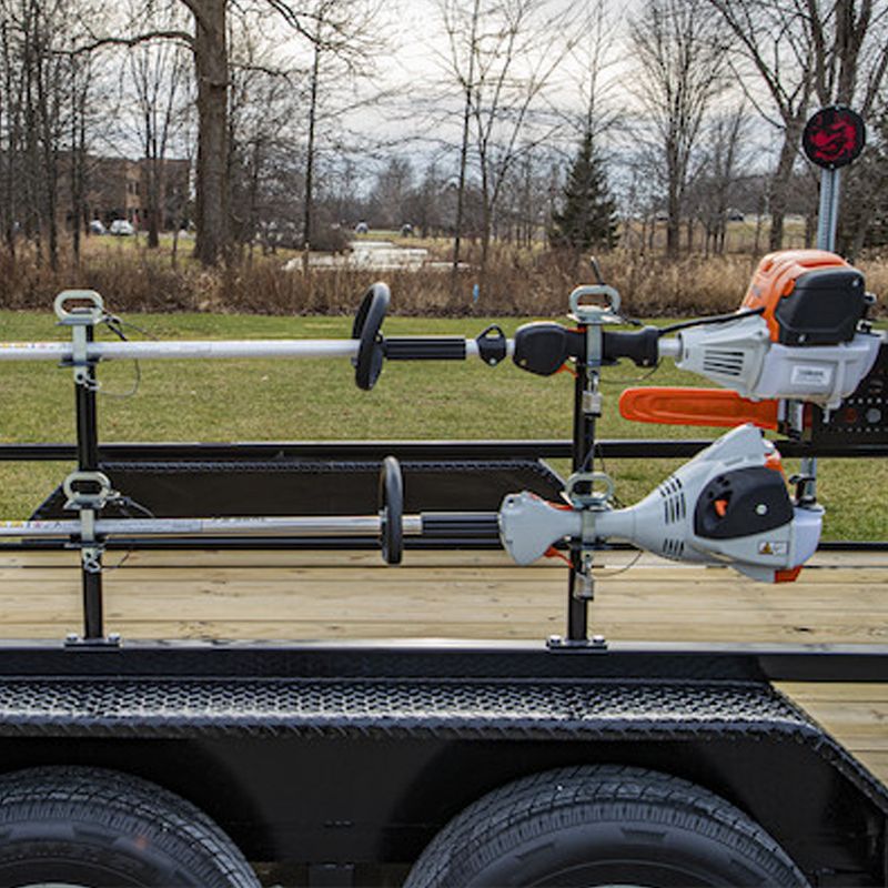 Buyers LT18 Steel Lockable Landscaping Truckbed Trailer Rack with Padlocks for Weed Eaters, Hedge Trimmers, Lawn and Gardening Equipment, Black