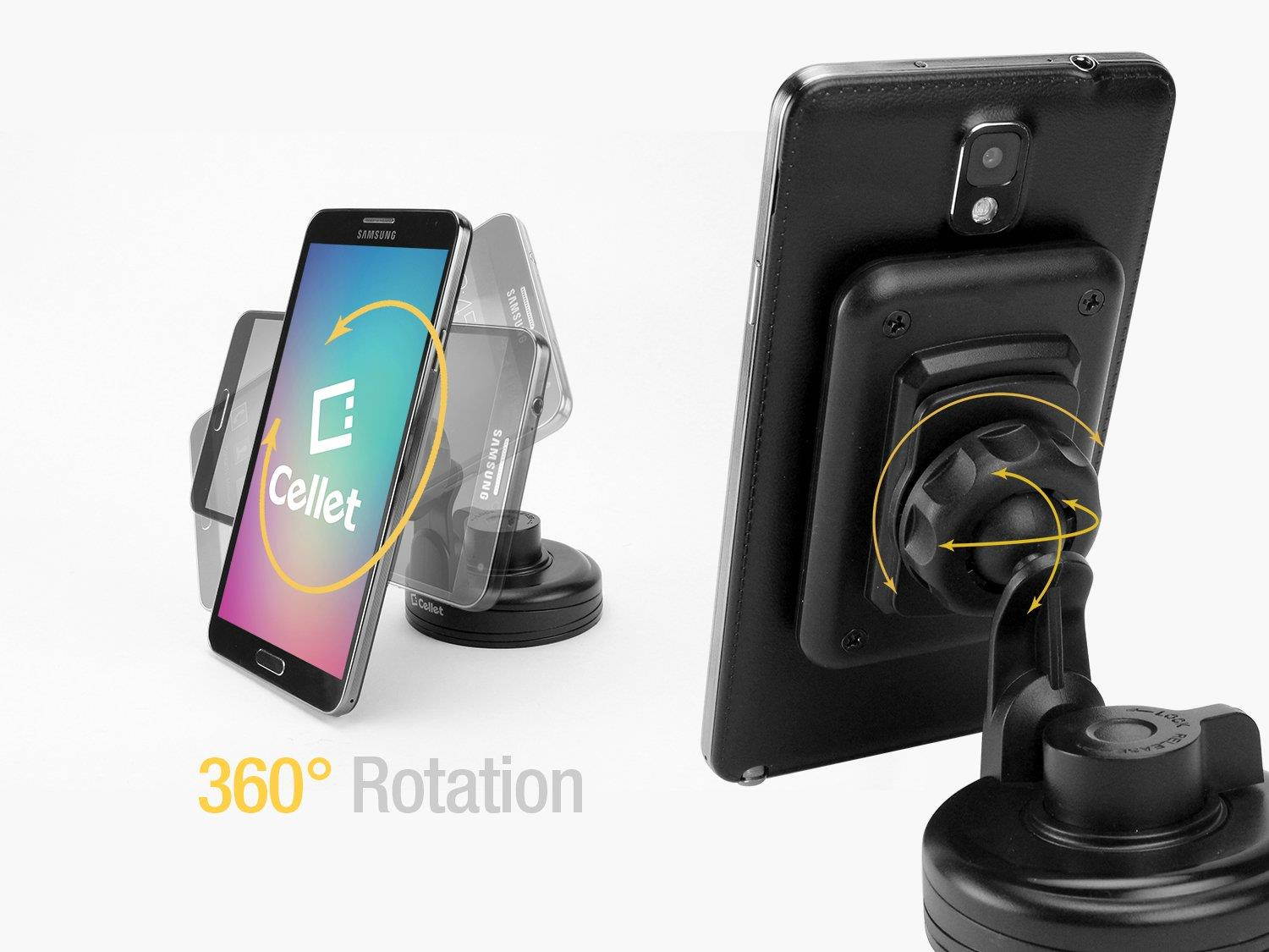 Cellet Universal Cradle-less Car Smartphone Holder with 8 suction cup holder for Samsung Galaxy S8, S8 Plus, Samsung Note 8, Apple iPhone X, iPhone 8, 8 Plus