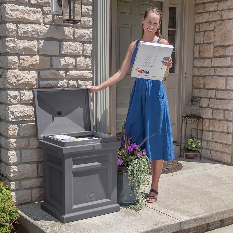 Step2 592199 Deluxe Outdoor Mail Package Delivery Box Container, Manor Gray