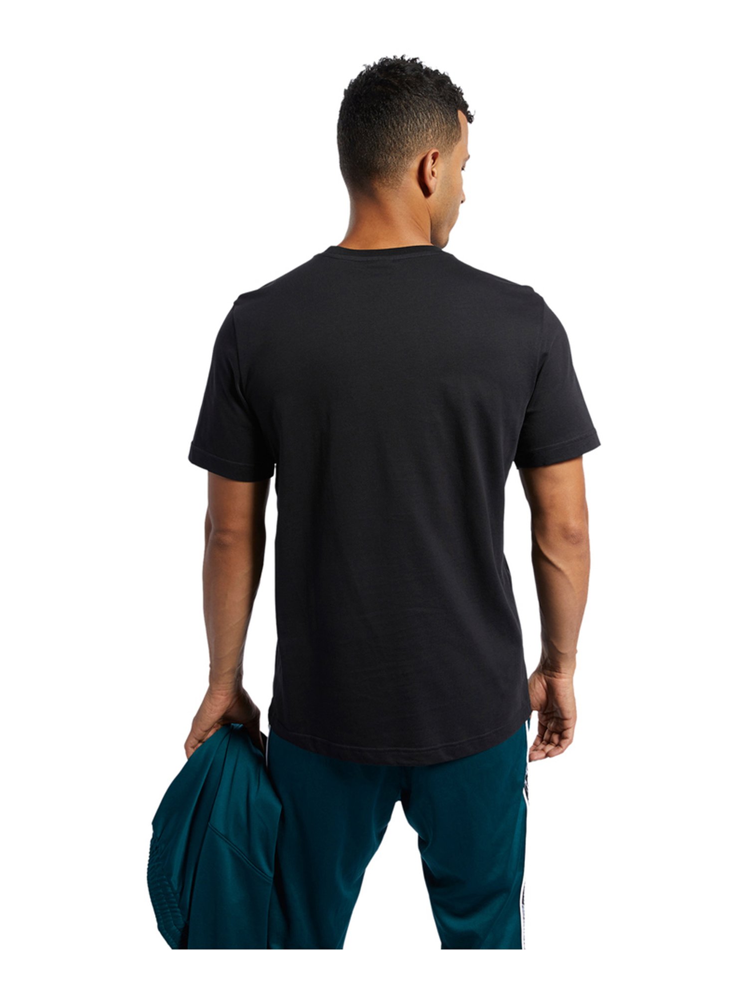 Reebok Black Cotton Regular Fit Printed T-Shirt