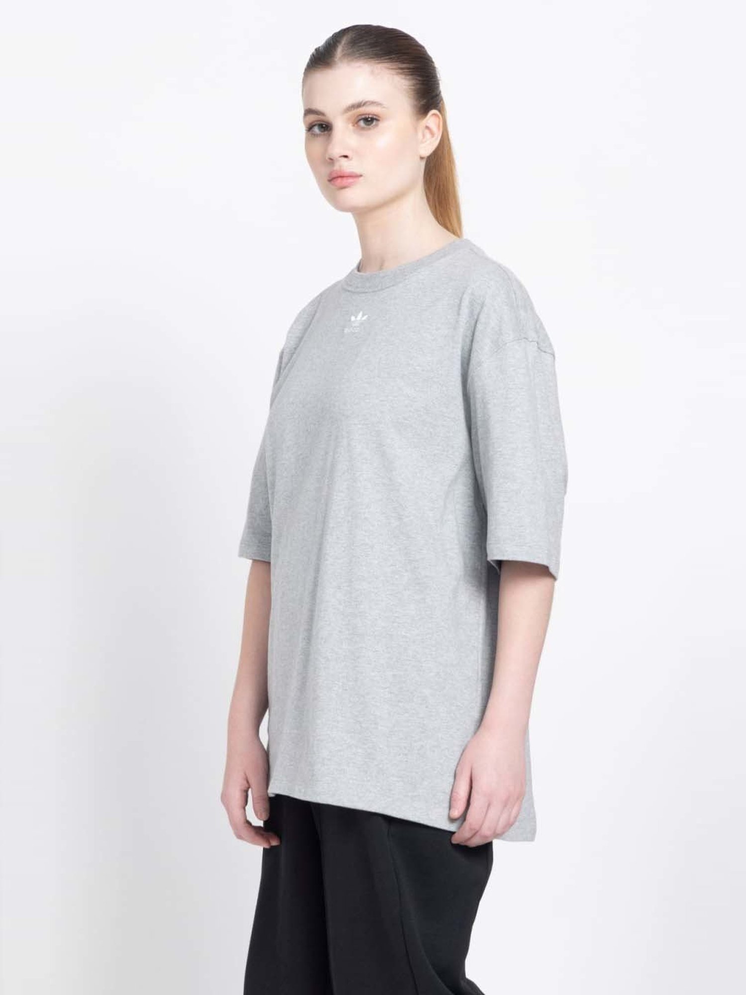 Adidas Originals Grey Cotton Oversized T-Shirt