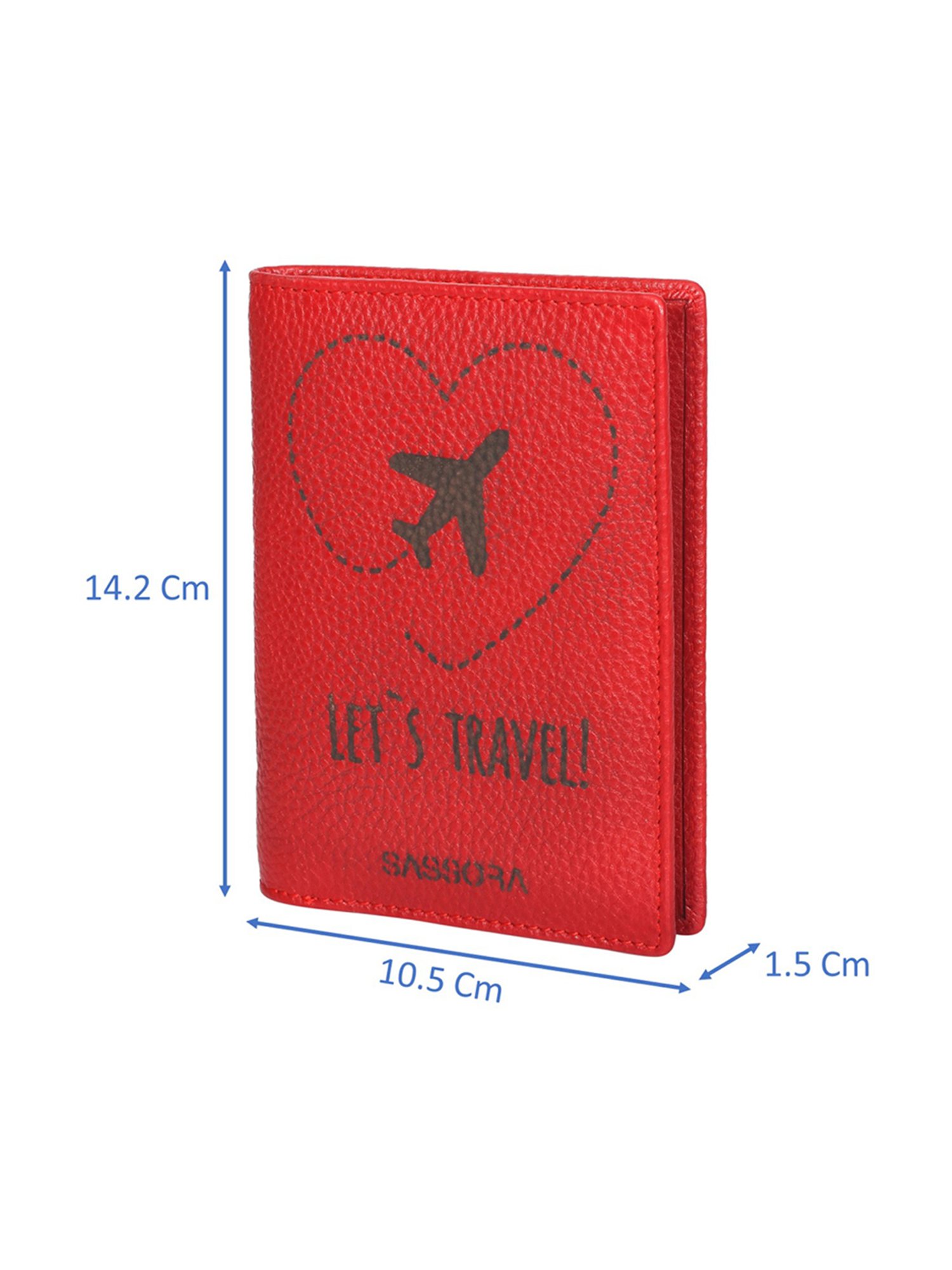 SASSORA Lyla Red Printed Leather Small Passport Holder