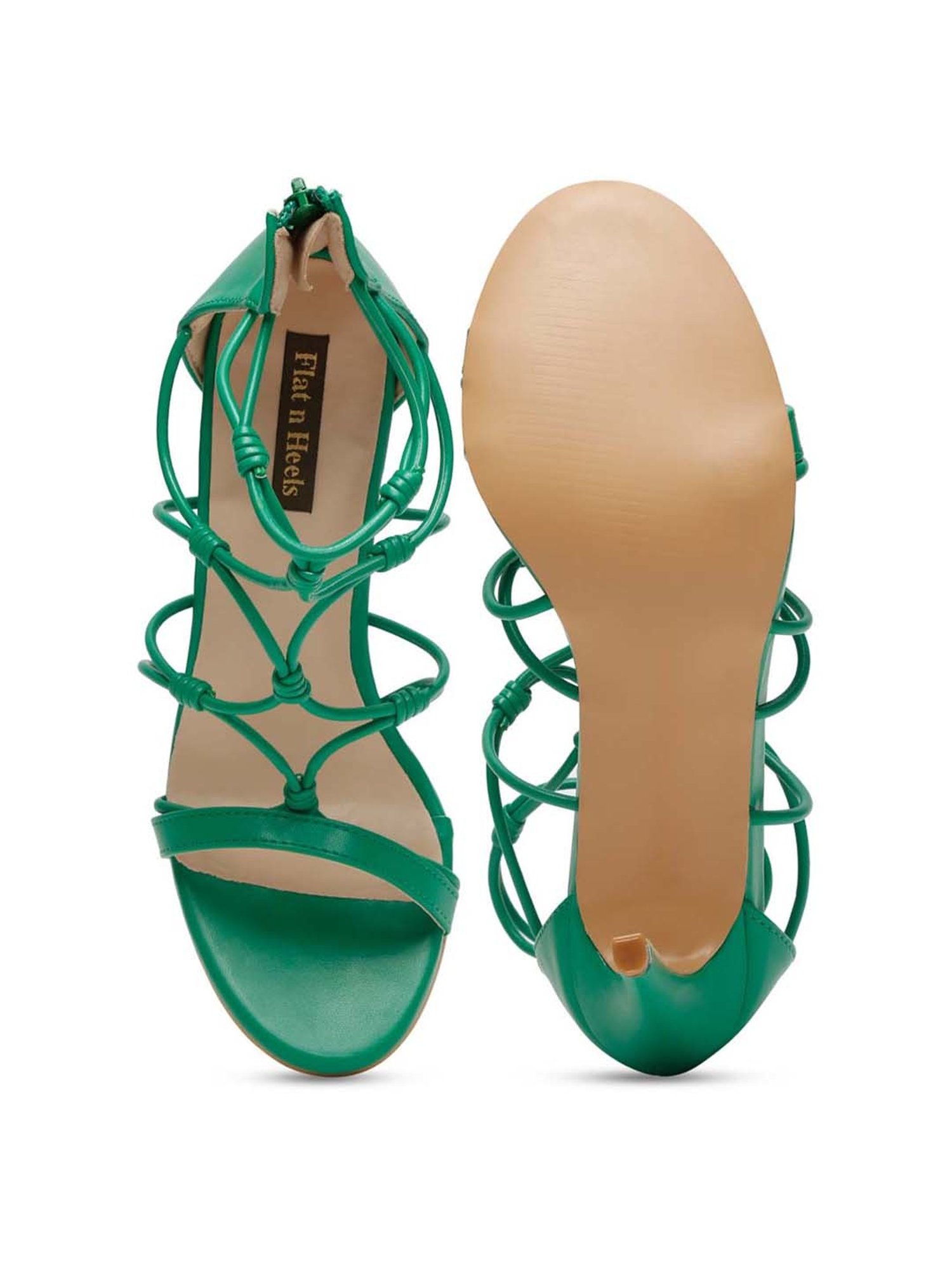 Flat N Heels Women's Green Ankle Strap Stilettos