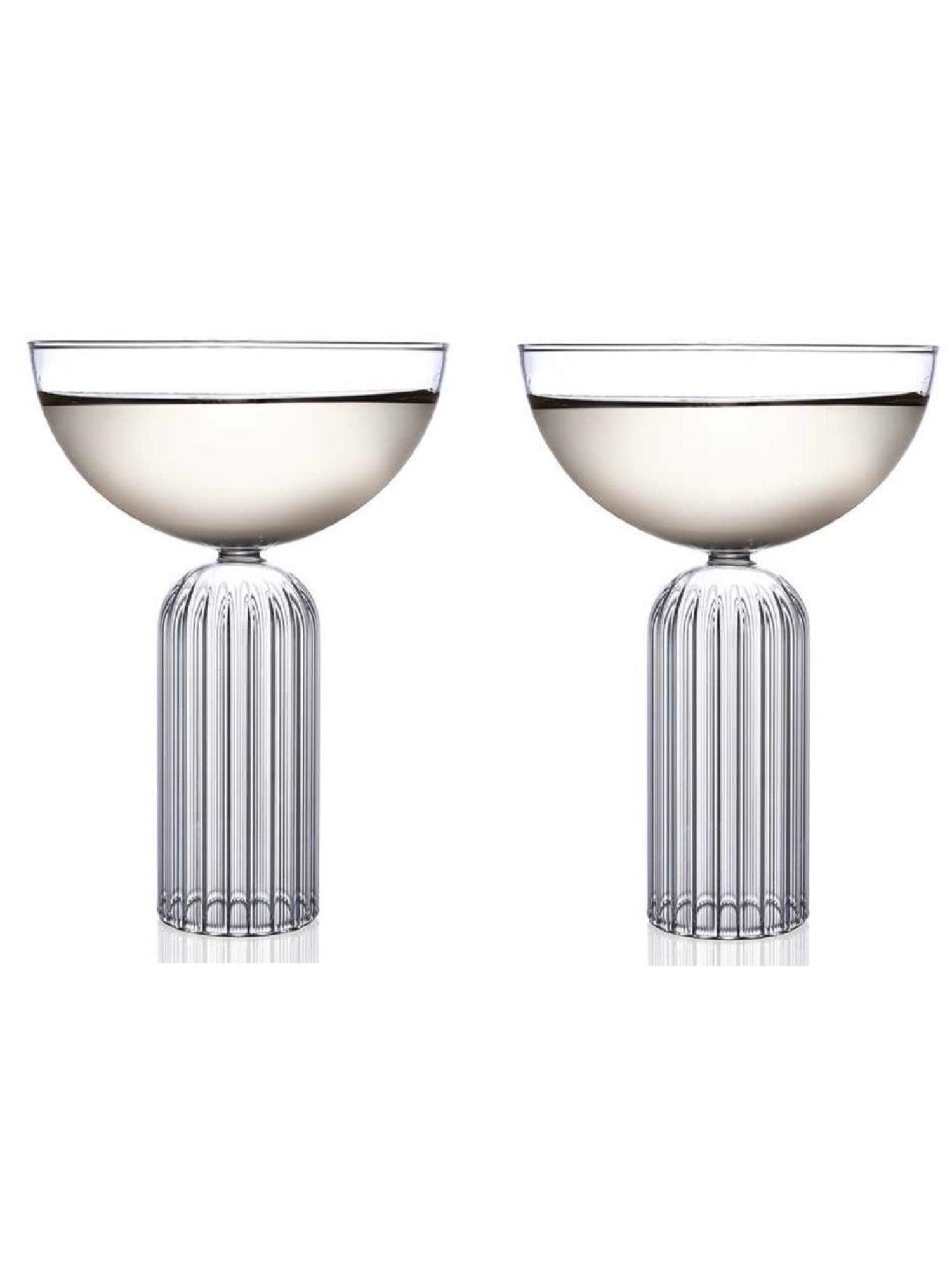 Melbify Ribbed Stem Coupe Fancy Transparent Cocktail Glass 250ml - Set of 2