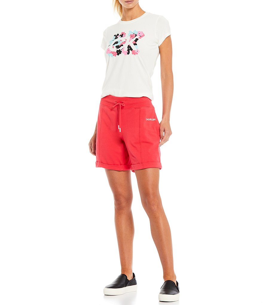 Marc New York Paperbag Waist Sueded Jersey Drawstring Shorts