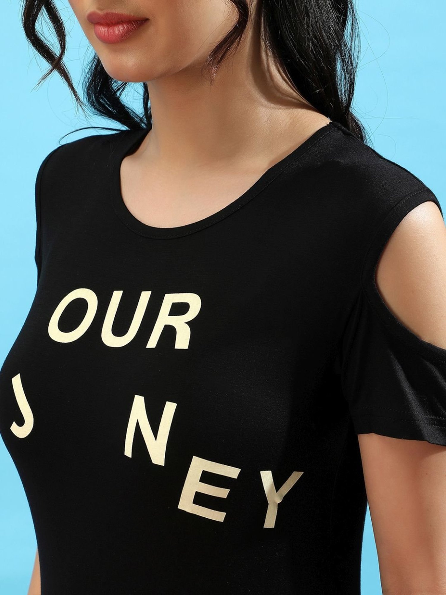 Campus Sutra Black Printed Top