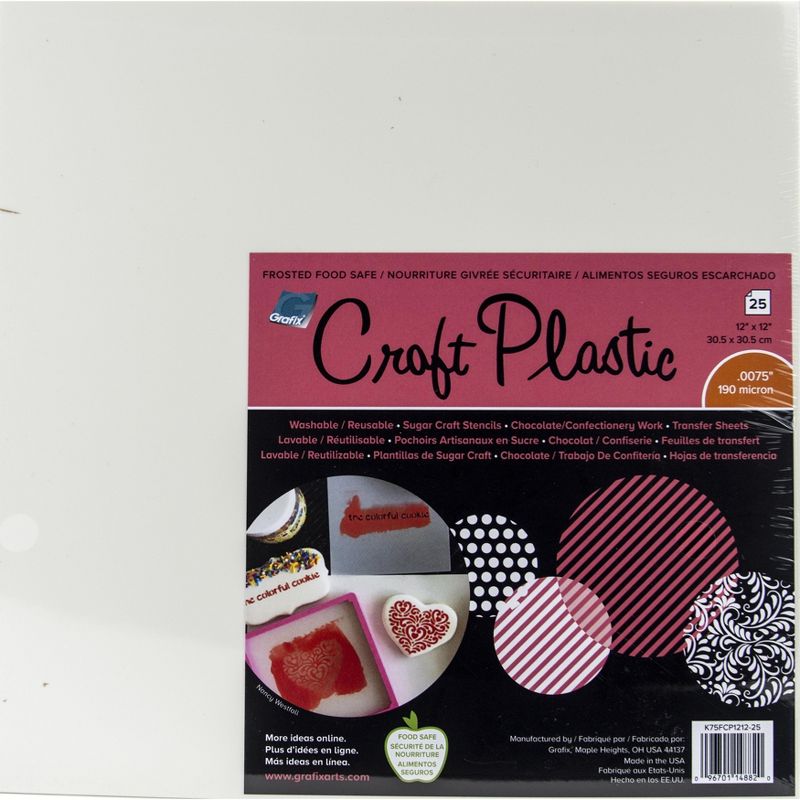 Grafix Foodsafe Craft Plastic Sheets 12"X12" 25/Pkg-Frosted .0075