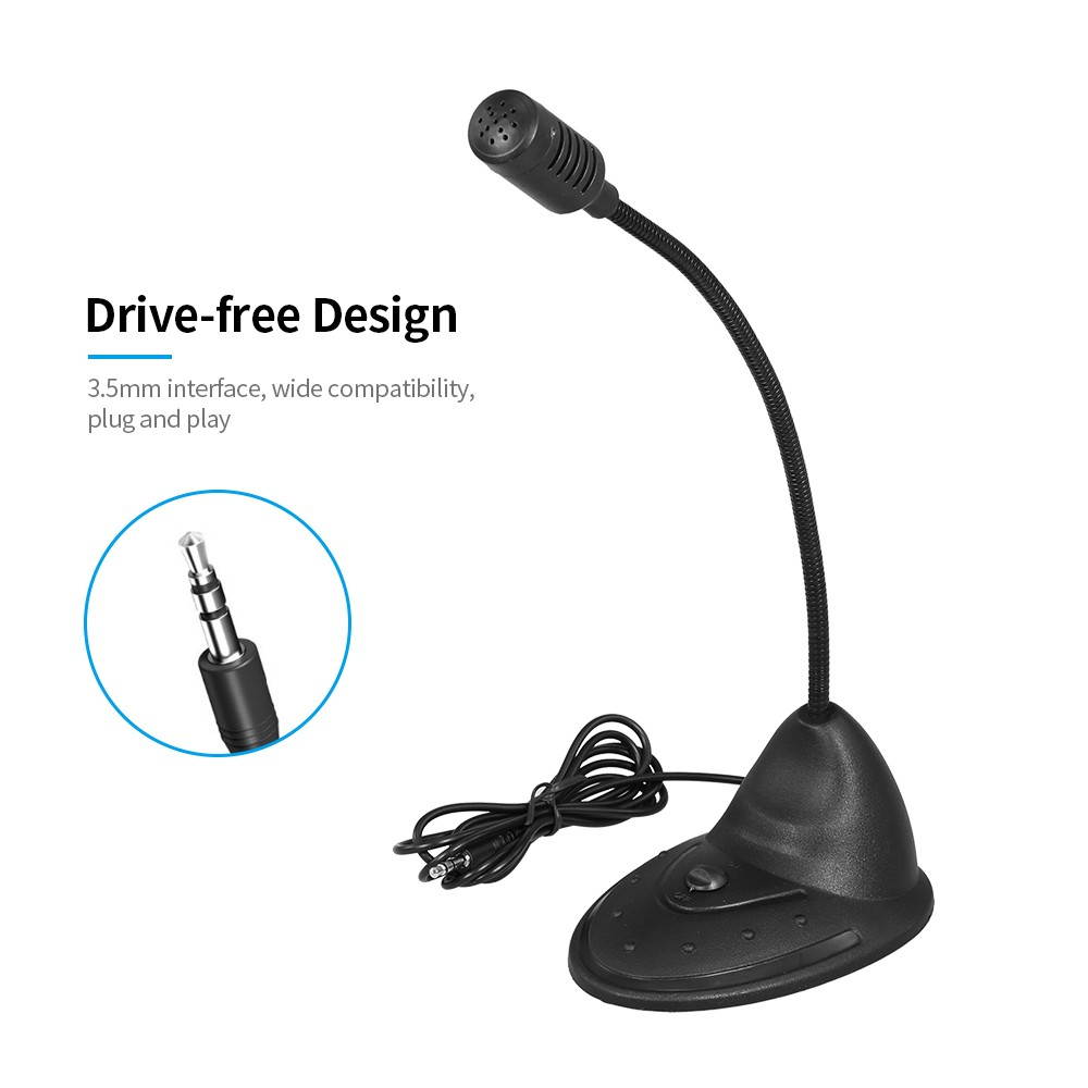 3.5mm Desktop Microphone Computer Microphone Gooseneck Omnidirectional Microphone for Conference Lecture Voice Chat