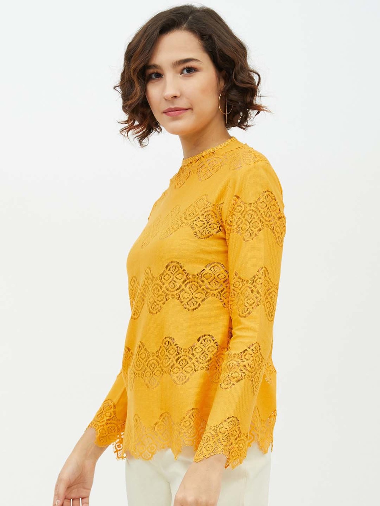 StyleStone Yellow Lace A-Line Top
