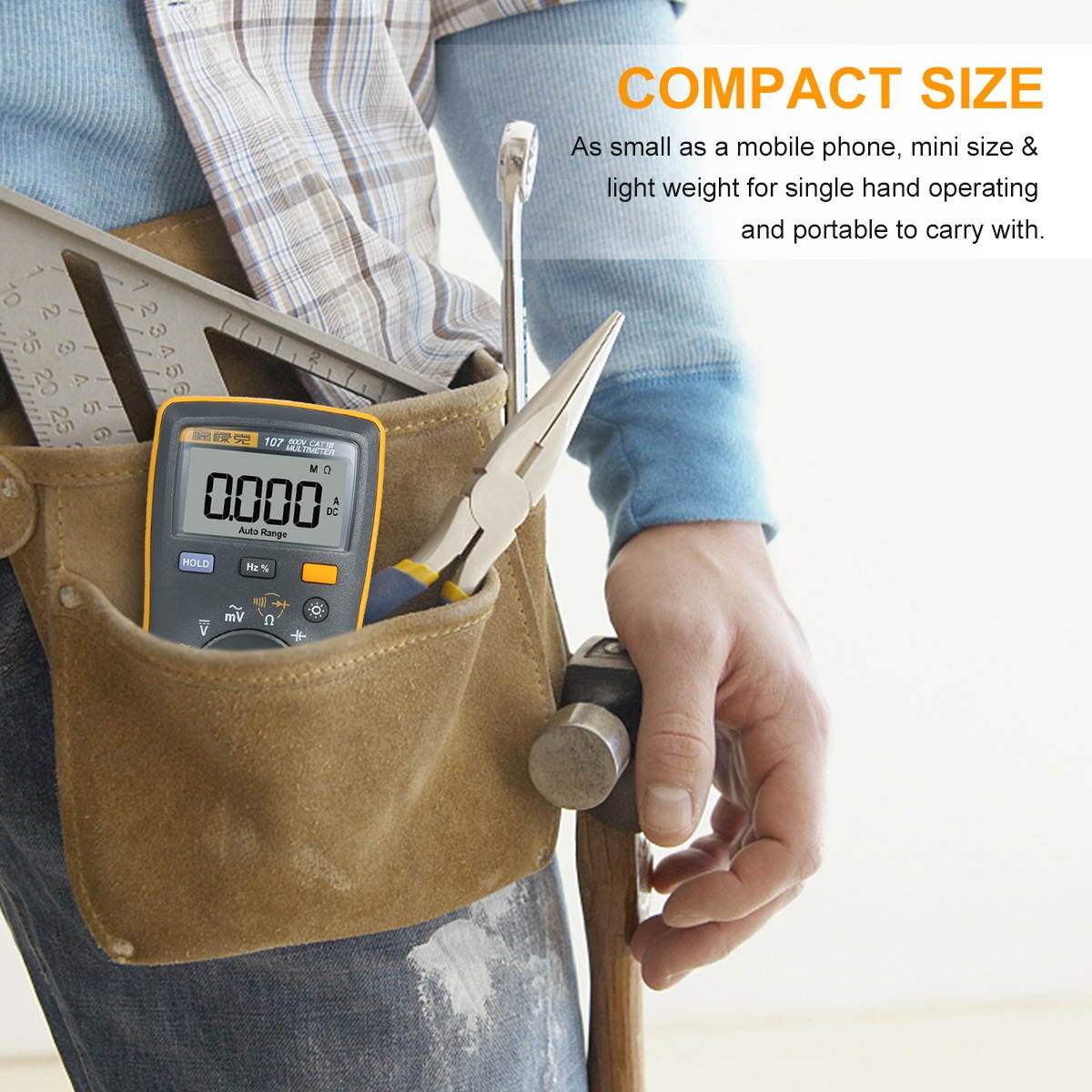 FLUKE 6000 Counts Mini Palm-sized Multimeter Digital Multimeter Handheld Voltmeter Portable Ammeter Voltage Meter Universal Meter Measuring AC/DC Voltage AC/DC Current Resistance Capacitance