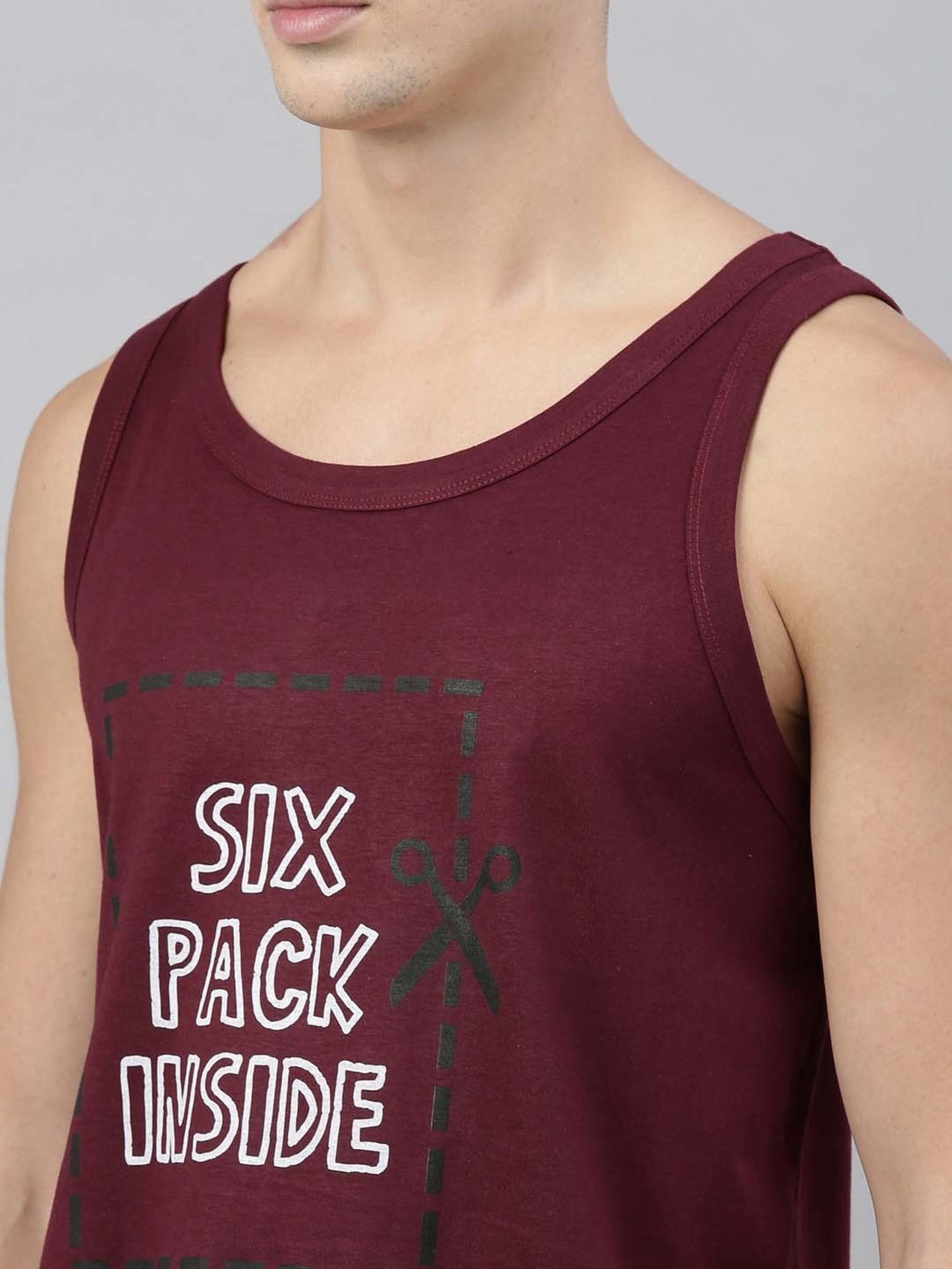 Bushirt Maroon Printed Cotton Vest