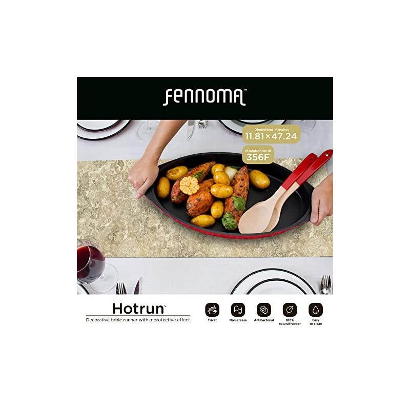Hotrun 2 in 1 Trivet and Decorative Table Runner Handles Heat Up to 356F, Anti Slip, Waterproof, and Convenient for Hot Dishes and Pots (Crame Marble)