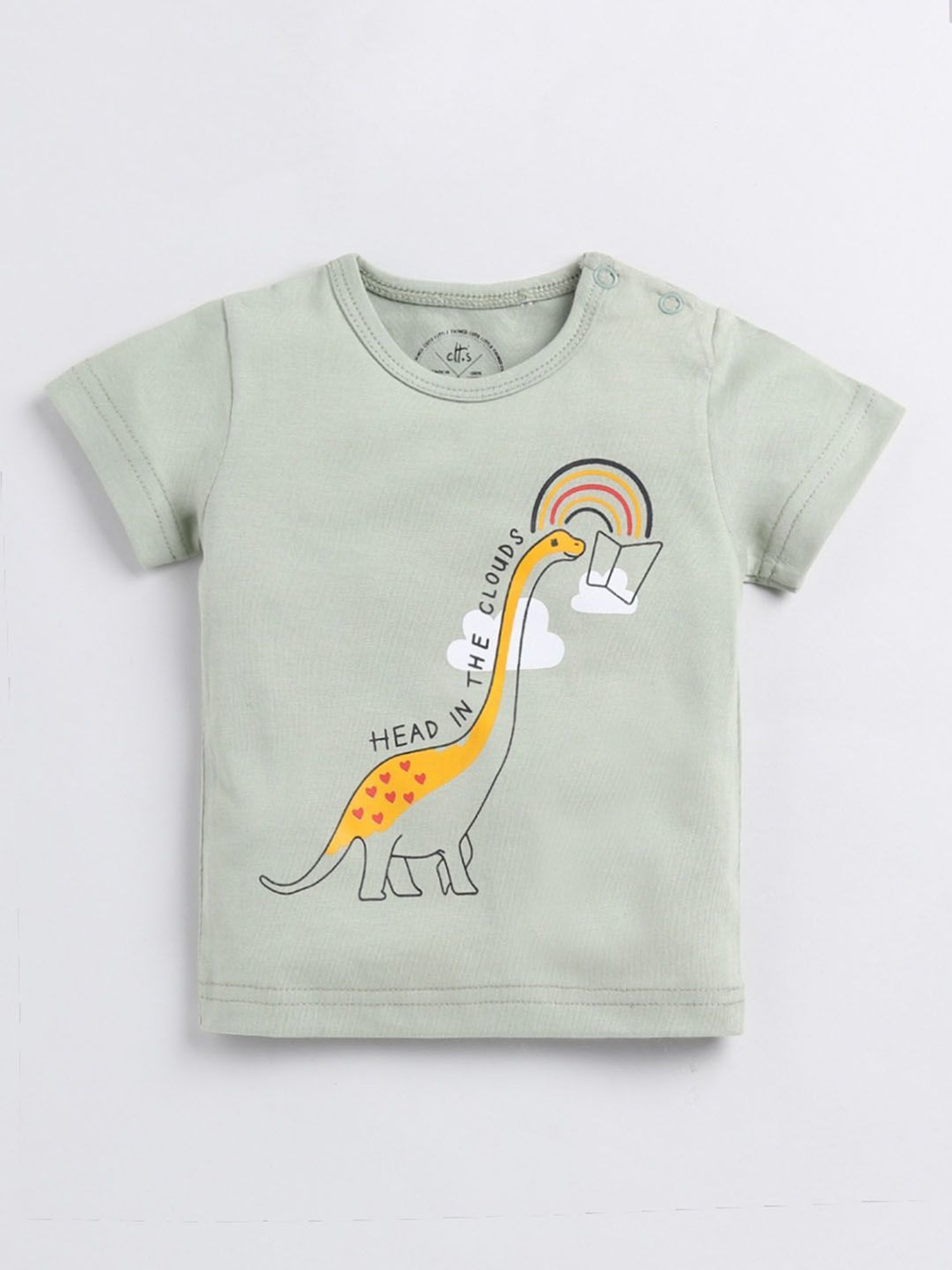 Clt.s Boys Sage Green Printed T-Shirt with Shorts