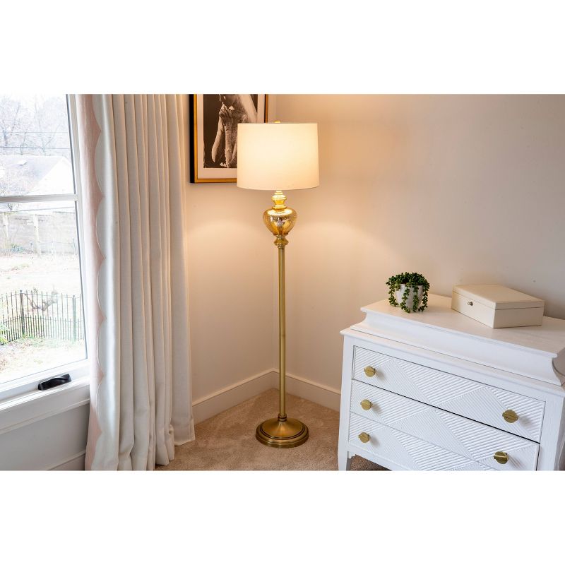 63" Redmond Glass Font Steel Floor Lamp Gun Metal - Decor Therapy