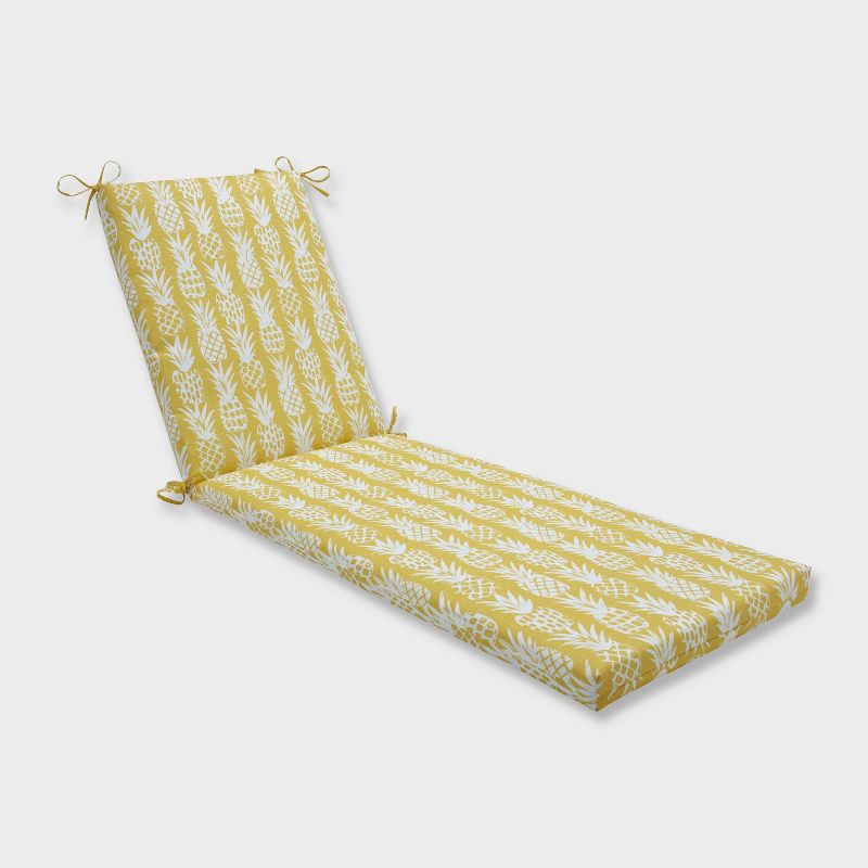 80" x 23" x 3" Pineapple Chaise Lounge Outdoor Cushion Yellow - Pillow Perfect