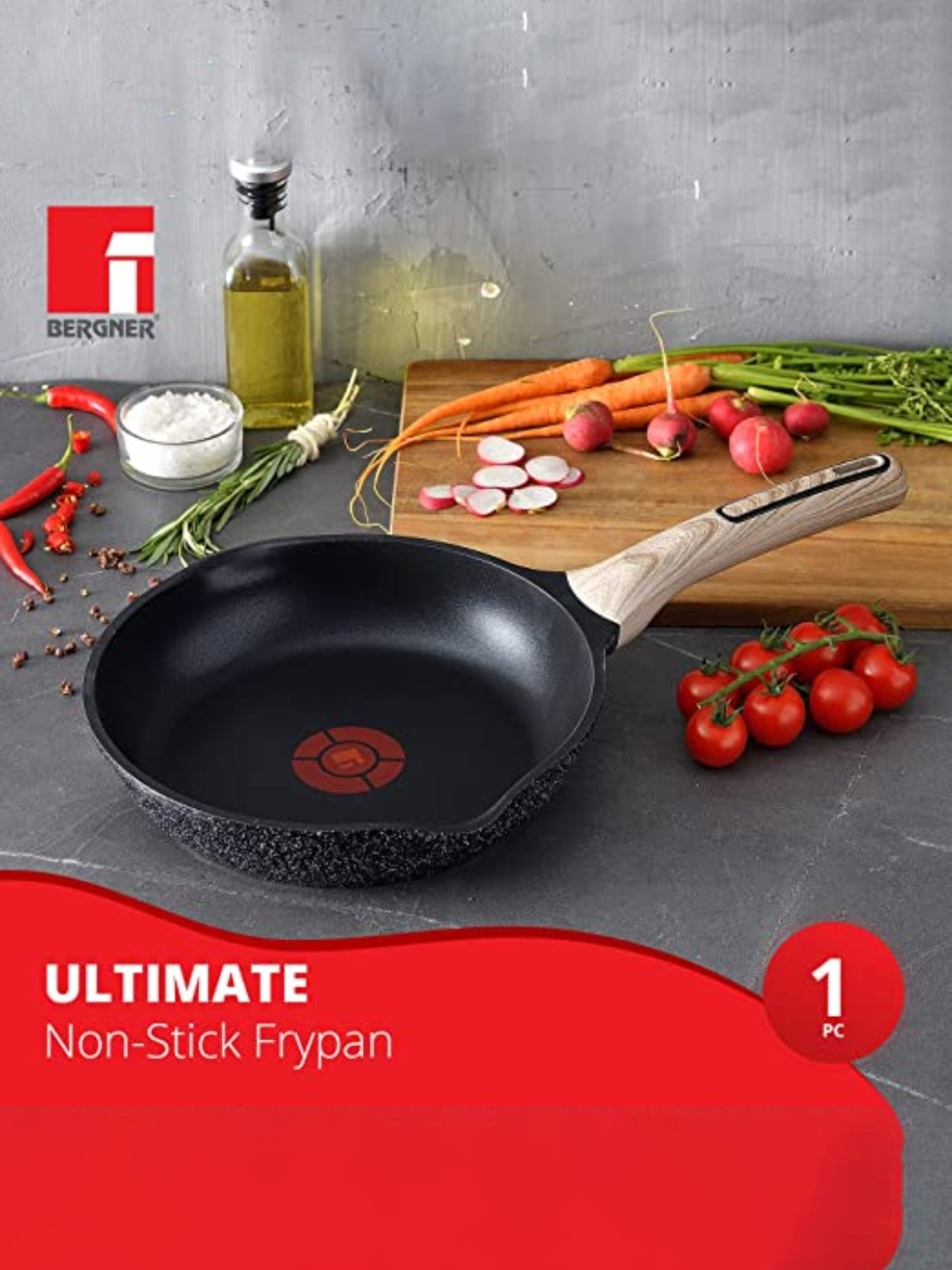 Bergner Grey Non-Stick Marble Induction Base Frypan - 28cm (2.5L)