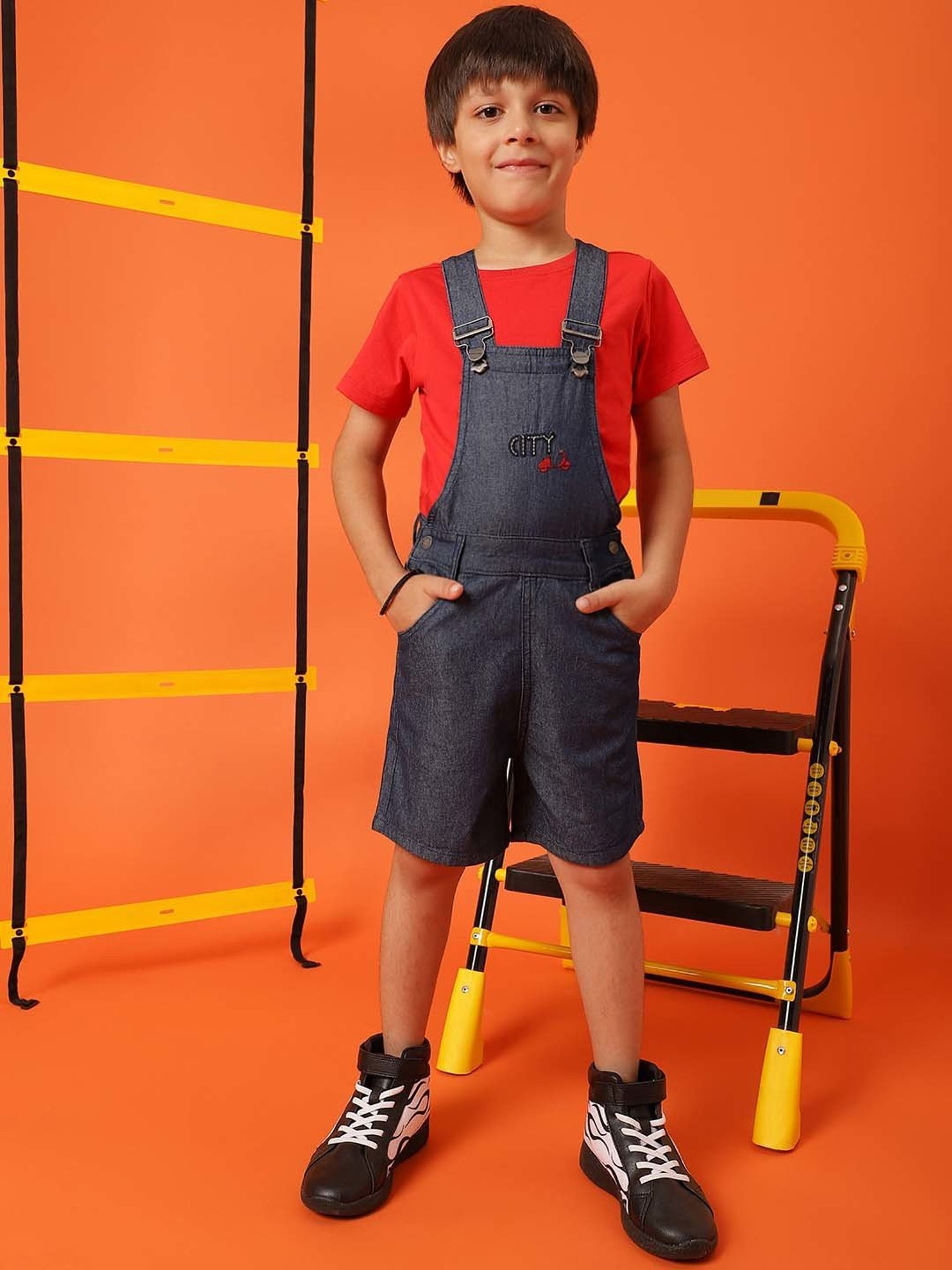 Kiddopanti Kids Blue Solid Dungaree