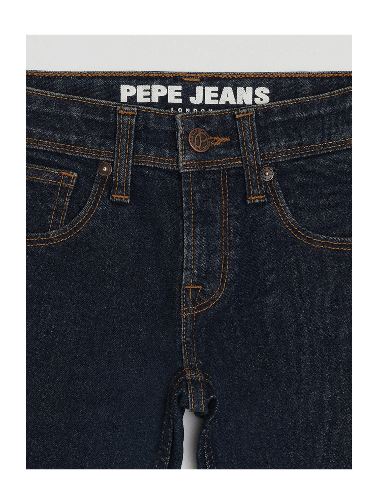Pepe Jeans Boys Dark Blue Solid Jeans