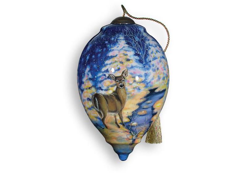 NeQwa 5.5" Ne'Qwa "Woodland Santa" Hand-Painted Glass Christmas Ornament #558