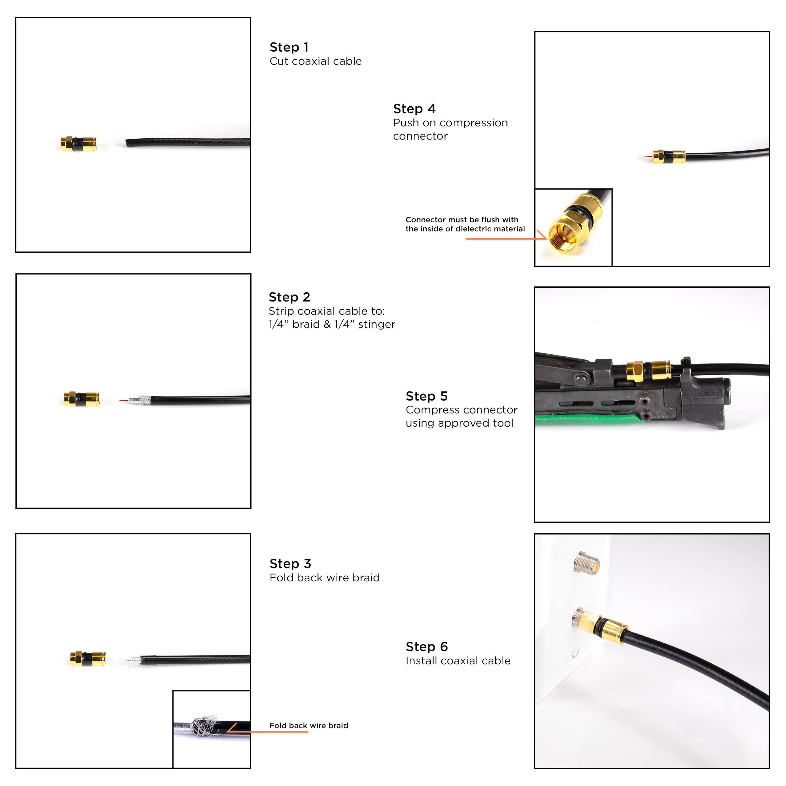 THE CIMPLE CO - Gold Coaxial Cable Compression Fitting | 100 Pack Connector | for RG6 Coax Cable &ndash; with Weather Seal O Ring and Water Tight Grip