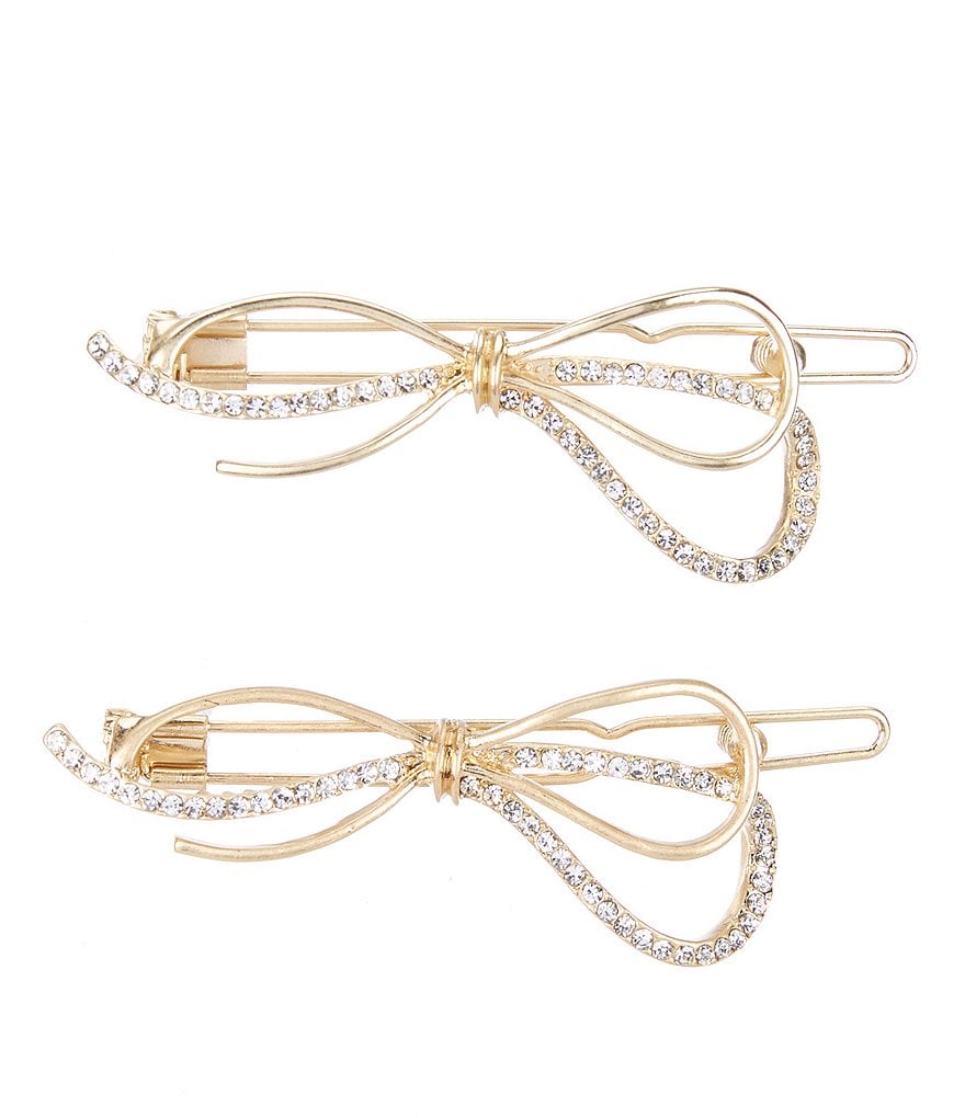 Lonna & Lilly Pave Bow Hair Barrettes