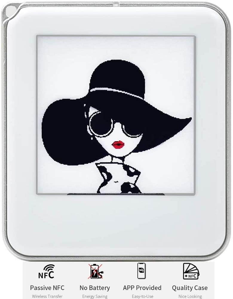 1.54inch NFC-Powered e-Paper Display, 200x200 Resolution Three-Color E-Ink Display,Wireless Powering and Data Transfer, Refresh by Smartphone with NFC Function, or NFC Reader (White Case)
