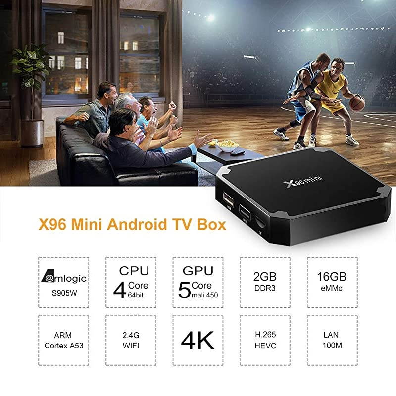 Mini Android TV Box 2GB RAM 16GB ROM Support 3D4K HD HDR H265 Android Box