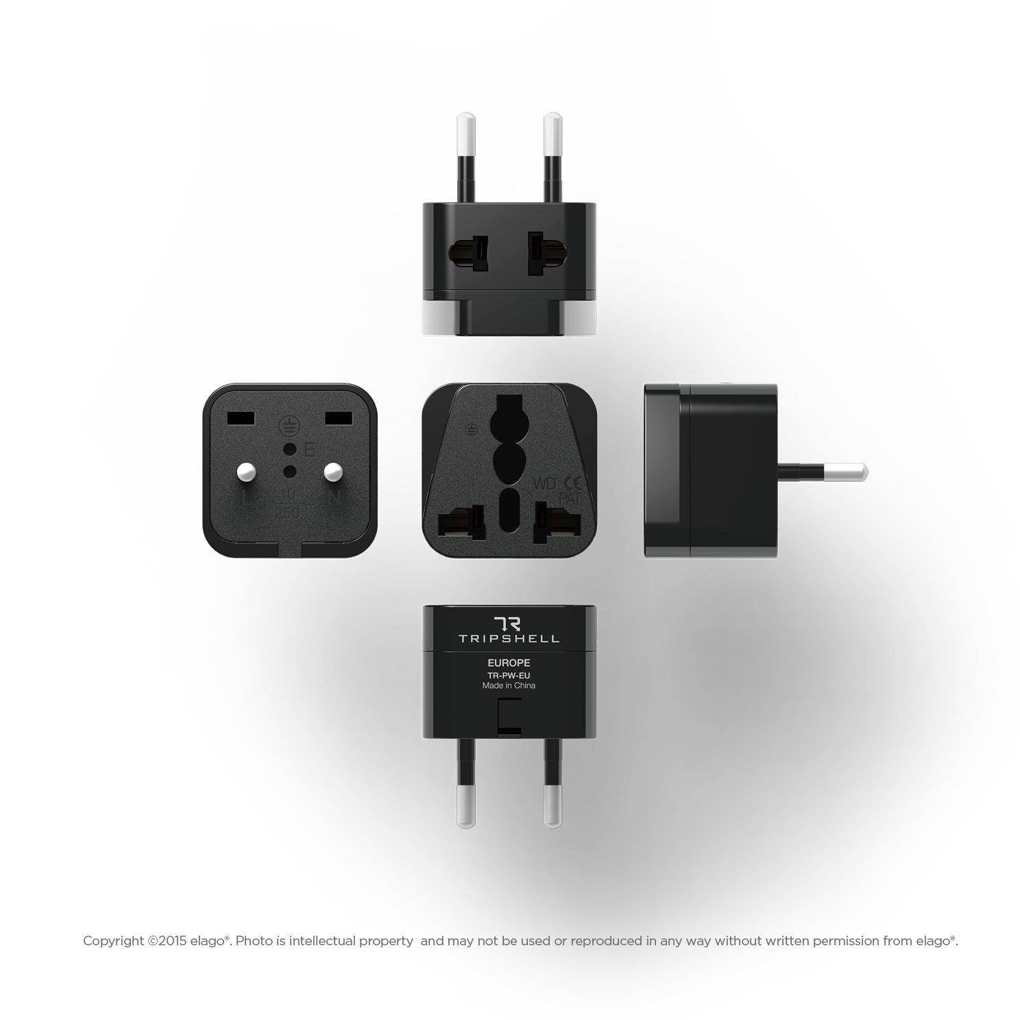 elago Tripshell Grounded Universal Dual Plug Travel Adapter - CE Certified, RoHS Compliant - 2Pcs (EUROPE-C)