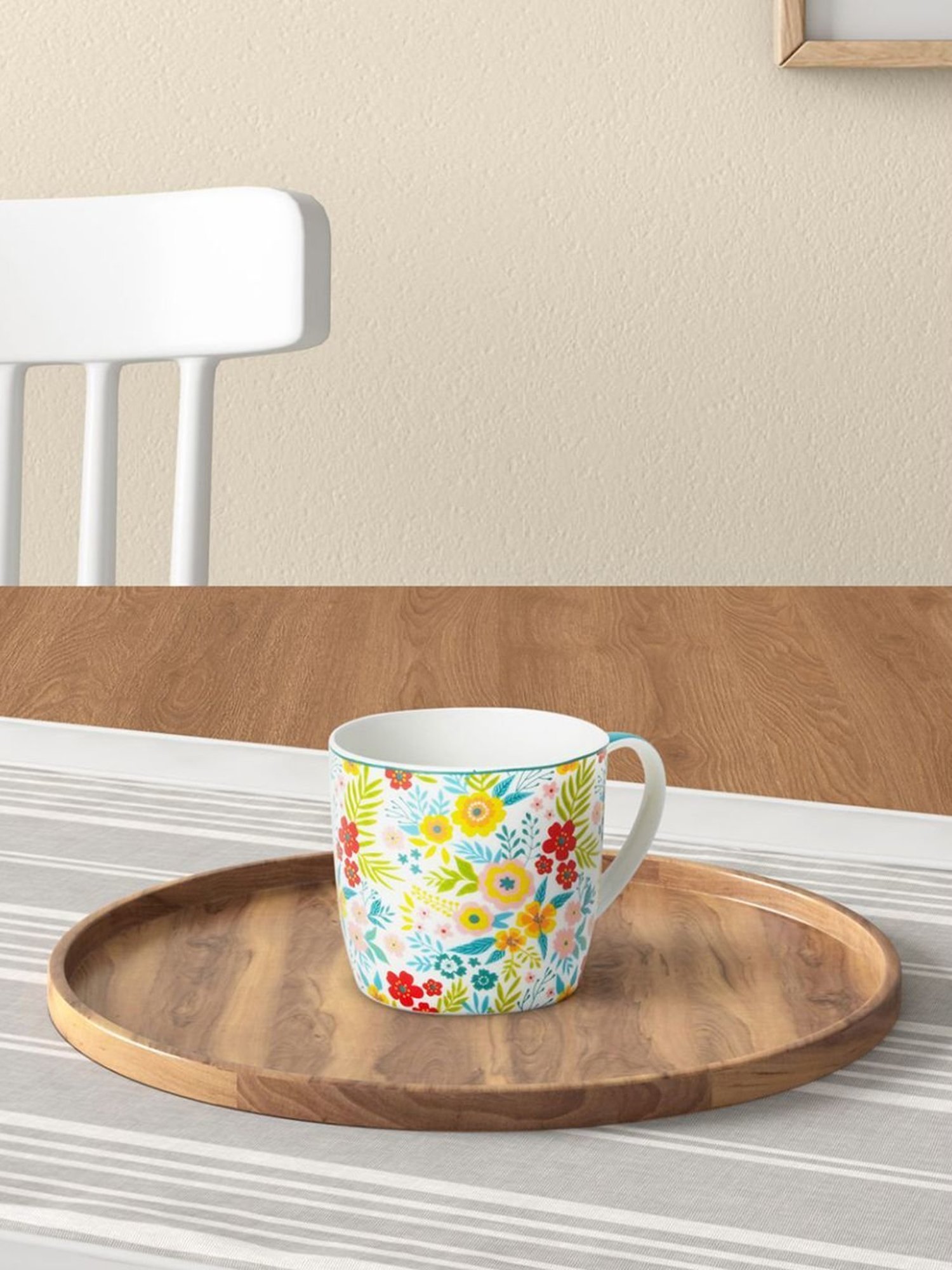 Living Scapes by Pantaloons Multicolor Bone China Tea Coffee Mugs (0.18 L)