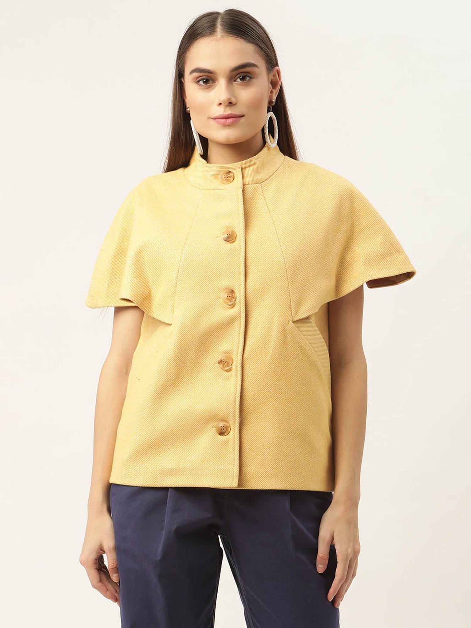 Rooted Yellow Half Sleeves Coat