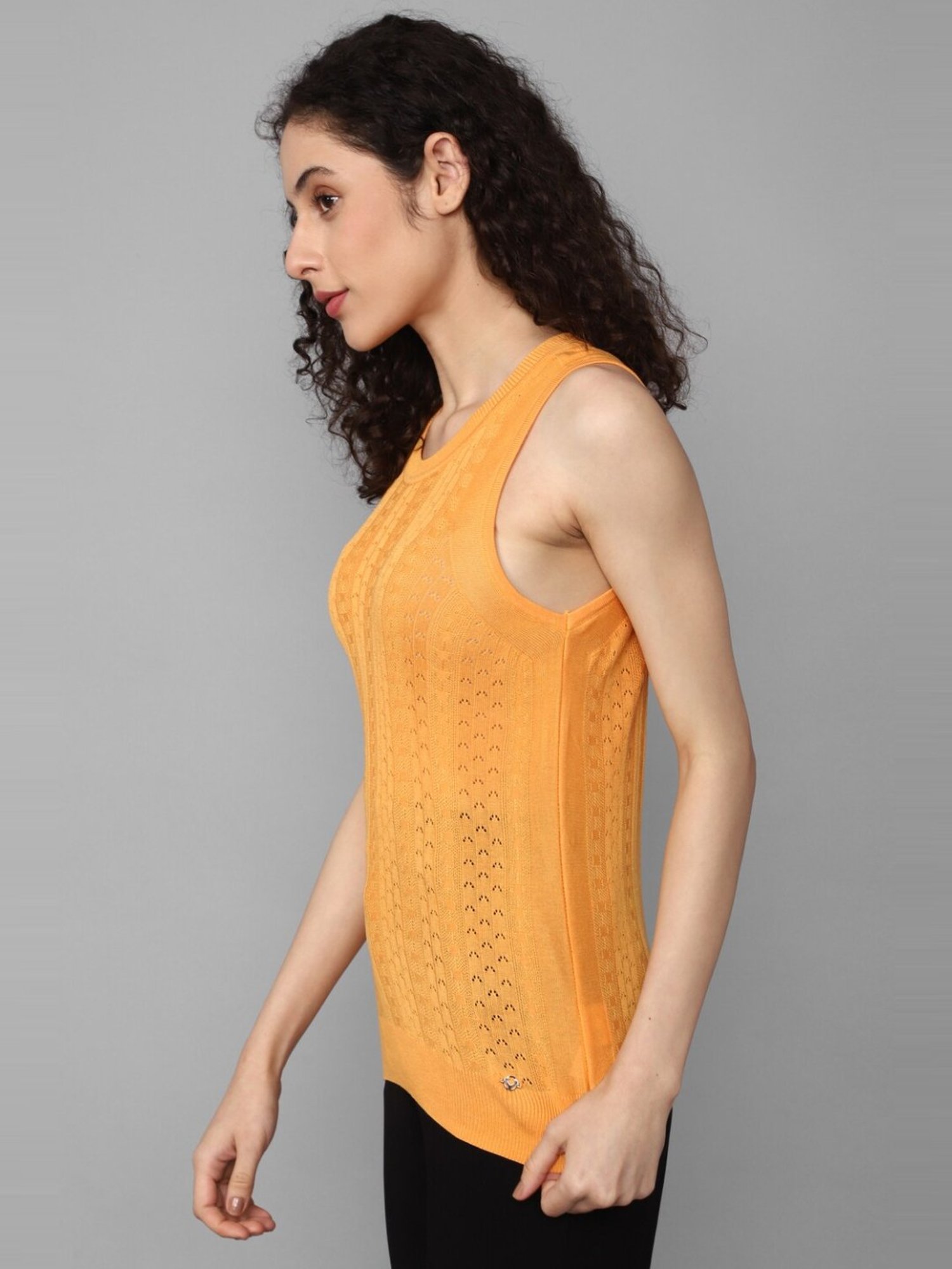 Allen Solly Orange Self Pattern Top