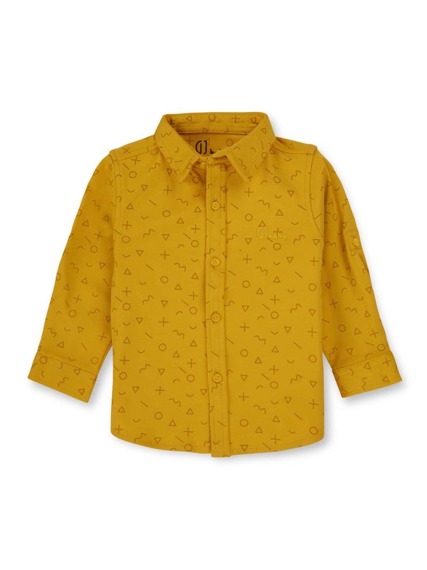GJ baby Kids Yellow Cotton Printed Full Sleeves Shirt