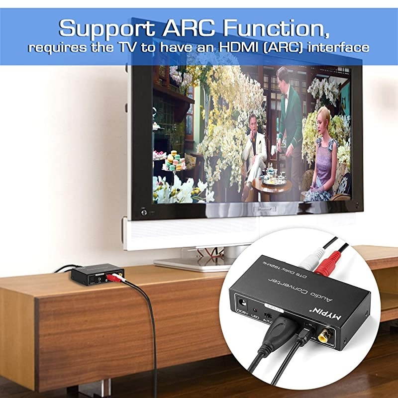 DAC Converter Multifunction Audio Converter, HDMI ARC Audio Extractor Adapter, Toslink(Optical) or Coaxial or HDMI ARC Input to Coaxial + Toslink(Optical) + Stereo L/R + 3.5mm Jack Output