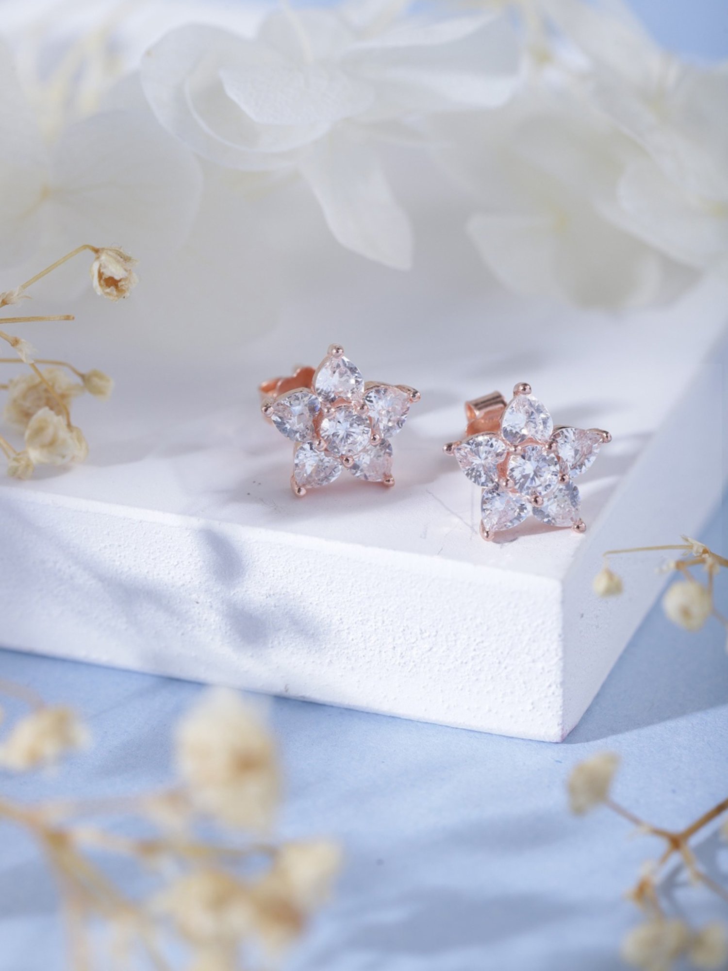 Zavya 92.5 Sterling Silver Stardust Sparkle Stud Earrings for Women