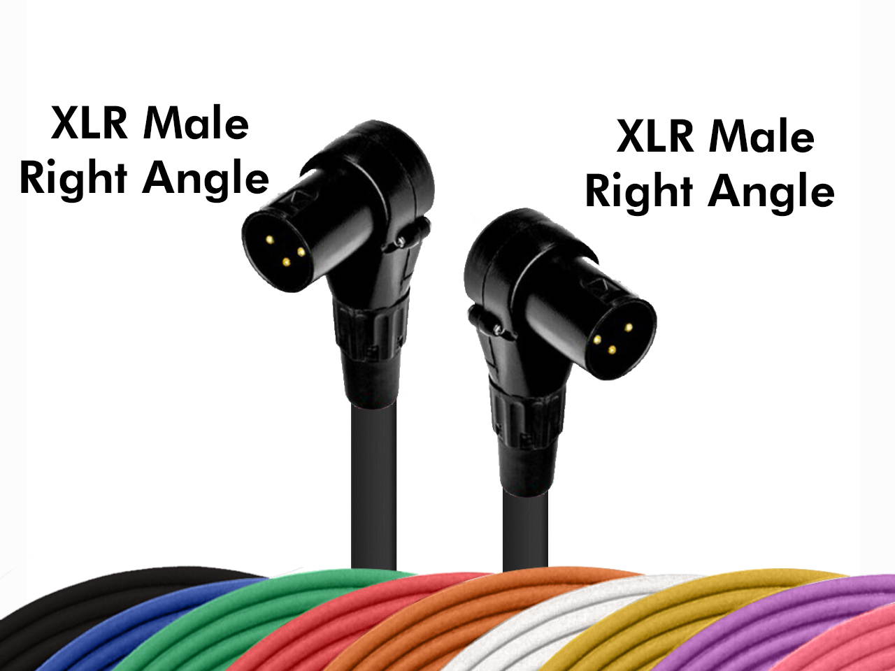 Right Angle 3-Pin XLR Male Balanced Cable Custom Length, Color Professional Cord