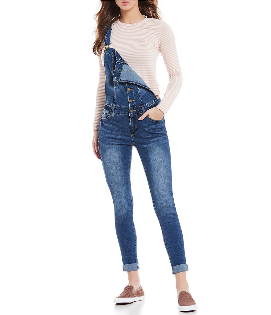Copper Key Denim Skinny Overalls