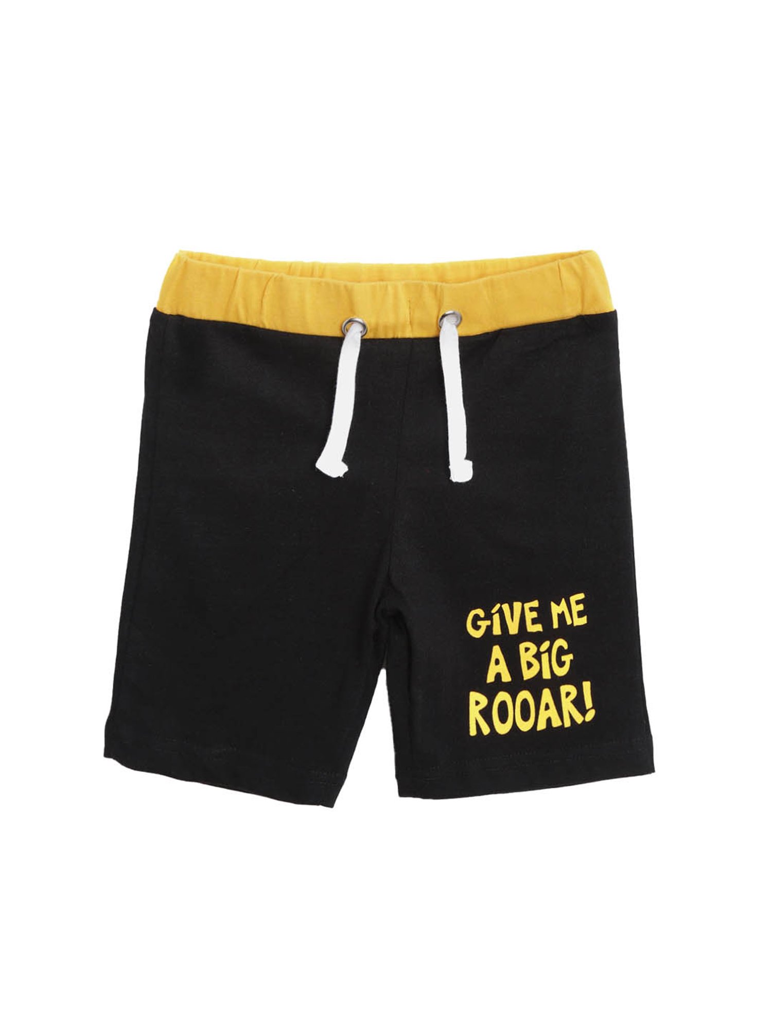 Lazy Shark Kids Yellow & Black Printed  T-Shirt with  Shorts