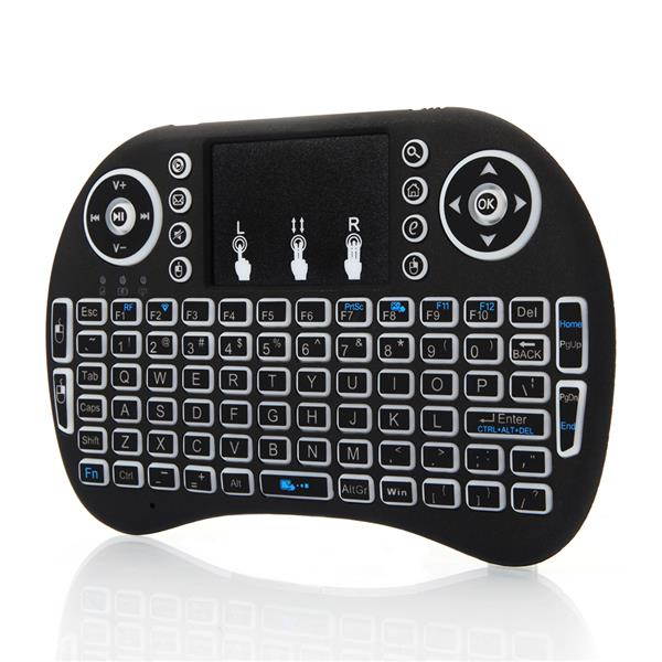 MINI i8 2.4GHz 3-color Backlight Wireless Keyboard with Touchpad Black