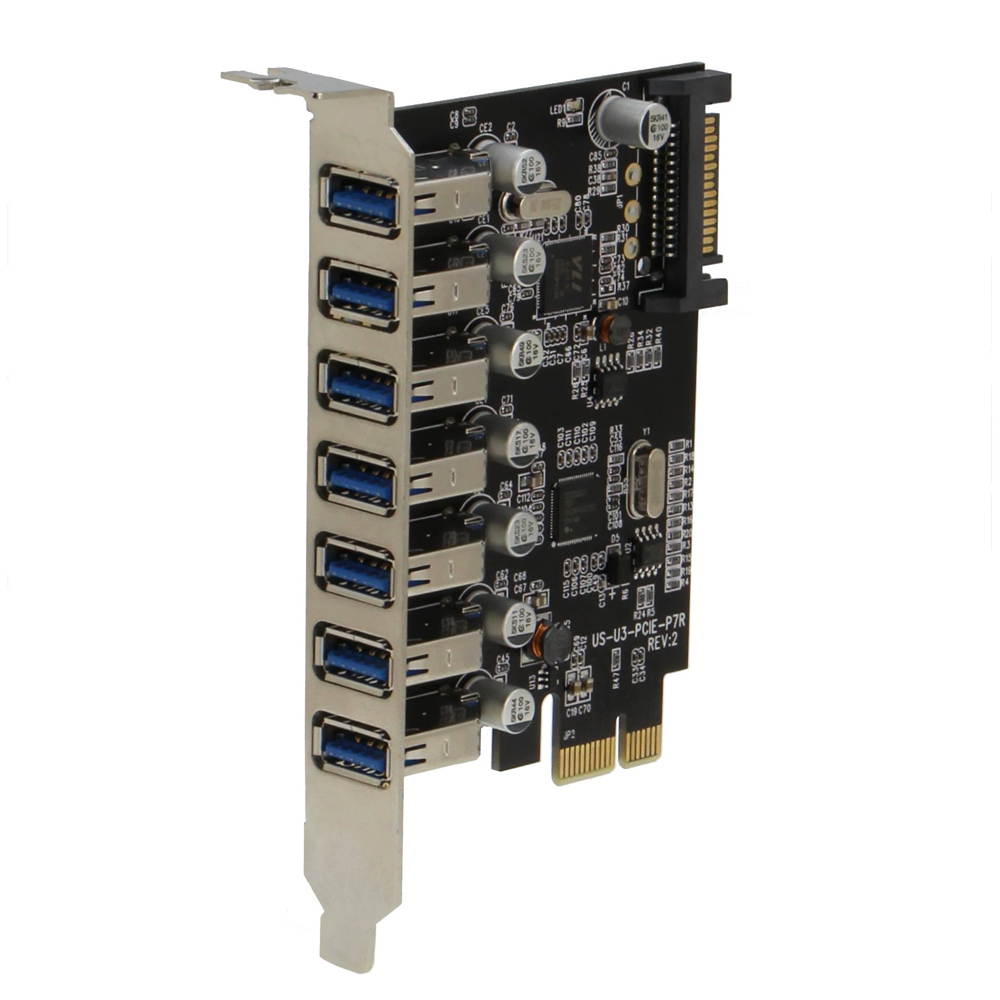 Sedna - PCIE 7 Port USB 3.0 Adapter Card ( 7 External Ports ) with SATA   Power Connector , ( NEC Host controller )