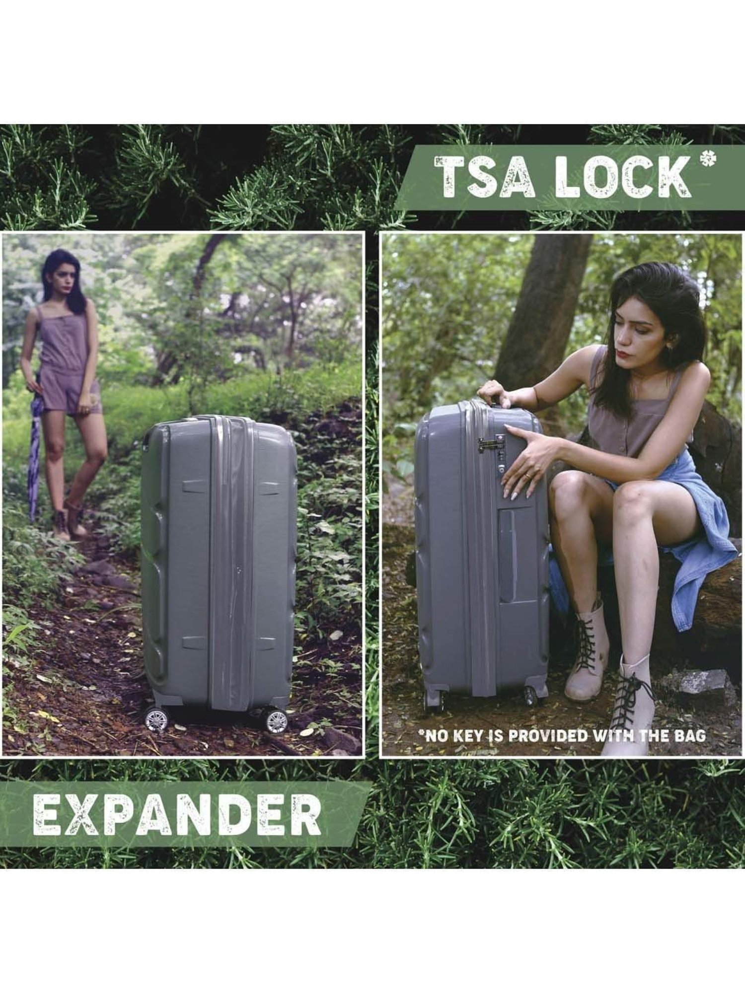 Nasher Miles Warrior Expander Hard-Sided PP Cabin Luggage Bag Dark Grey 20 Inch | 55CM Trolley Bag