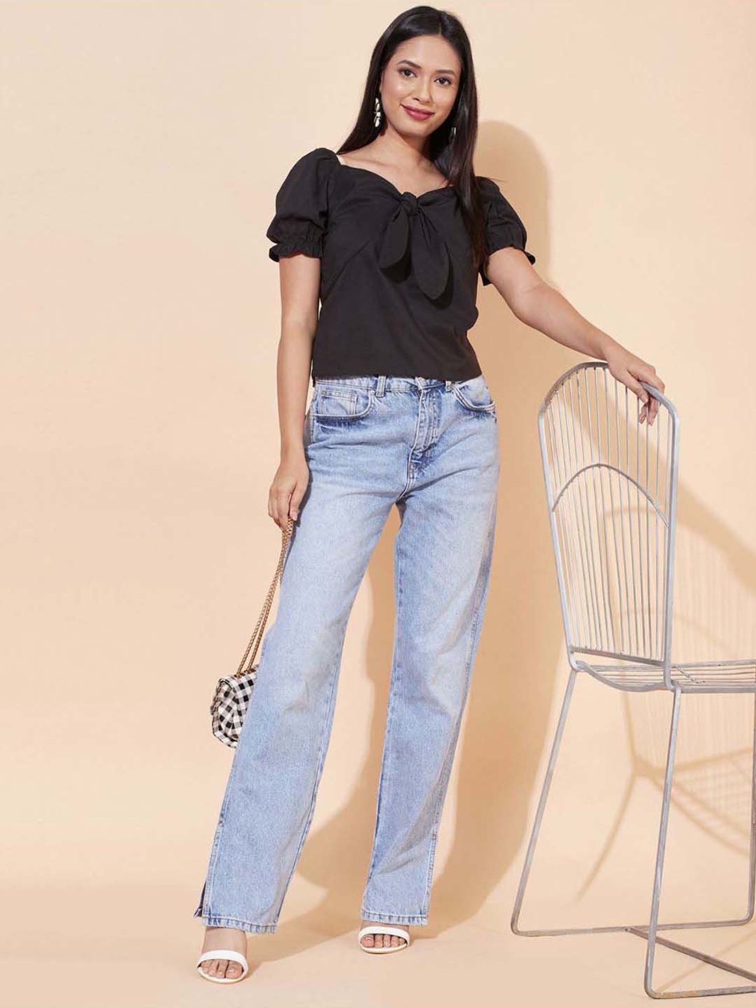 SELVIA Black Regular Fit Top