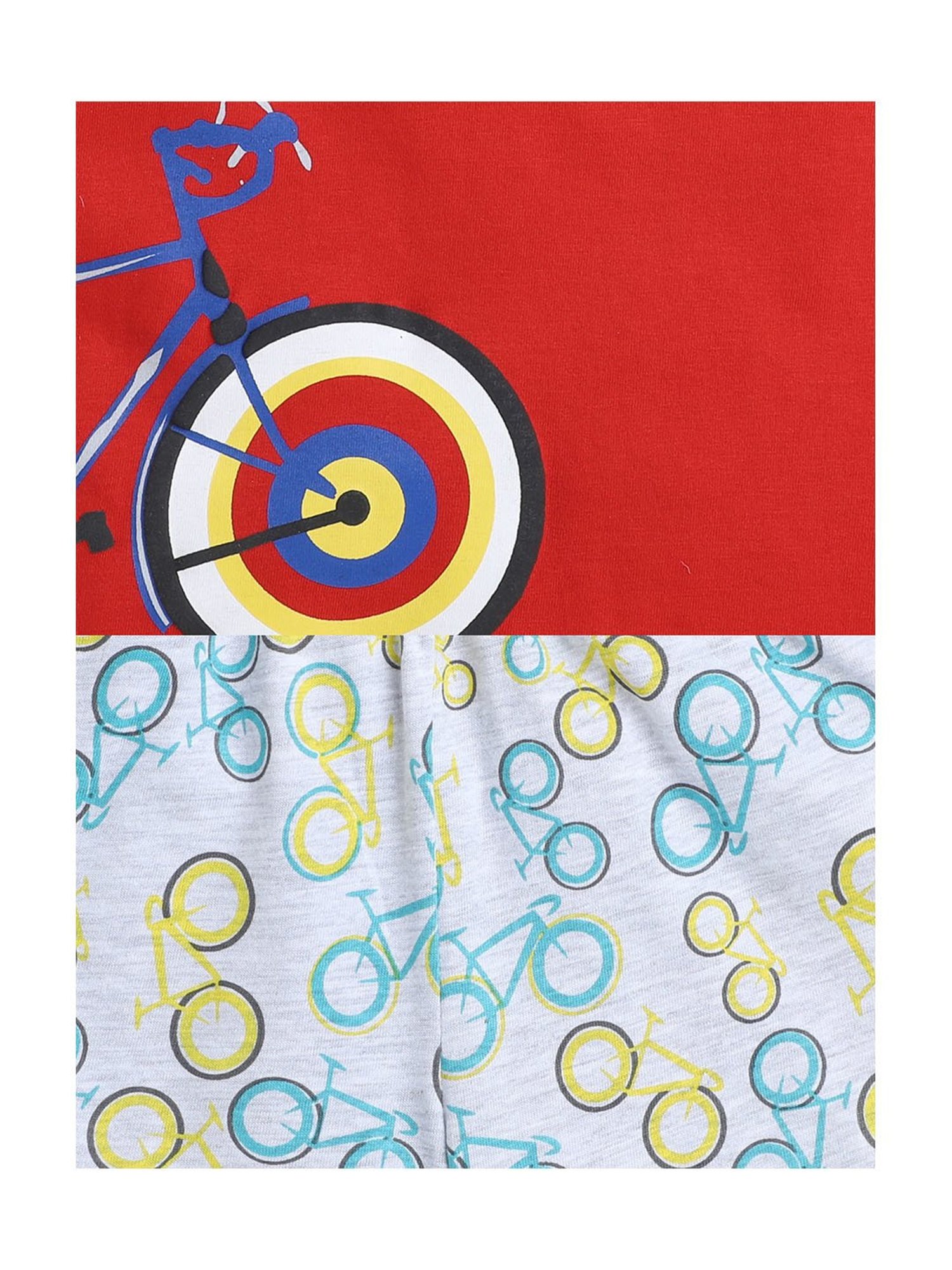 Bumzee Kids Red & Grey Printed T-Shirt with Shorts