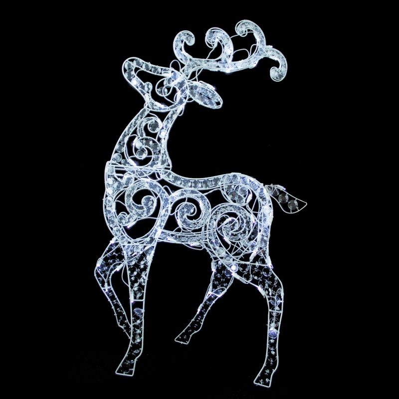 LB International 55" Clear Acrylic LED Standing Buck Deer Christmas Yard Art Decoration