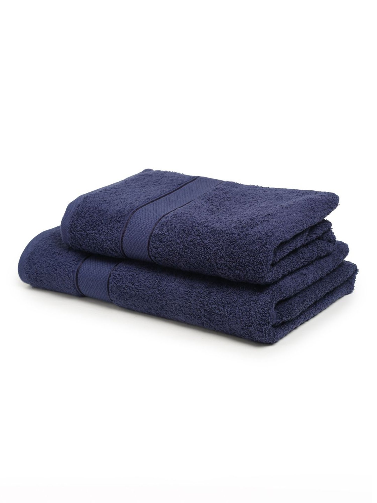 Creeva Navy Blue 525 GSM Cotton Bath Towel Set of 2