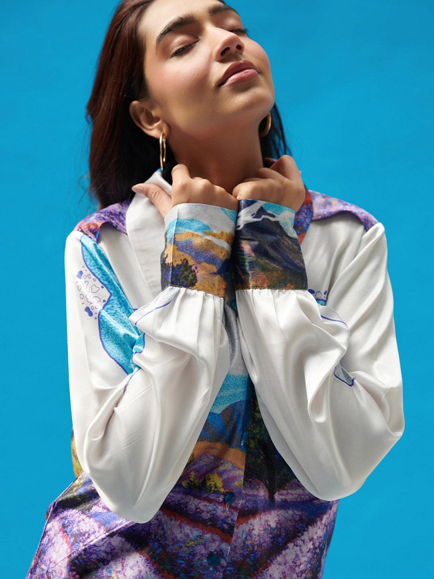 Cin Cin Long Collar Printed Shirt With Pants