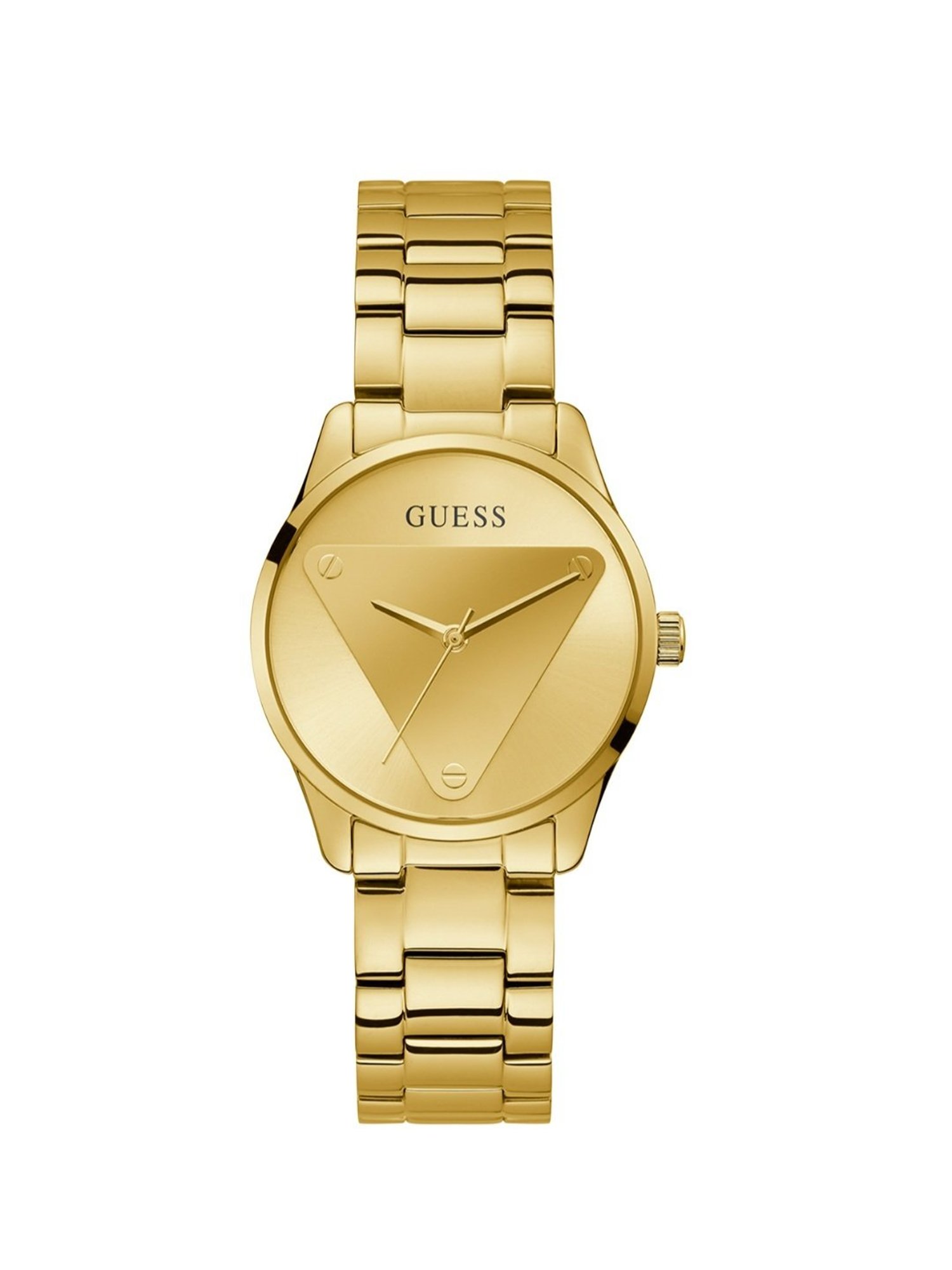 GUESS EMBLEM Women Round Gold Tone Dial Analog Watch - GW0485L1