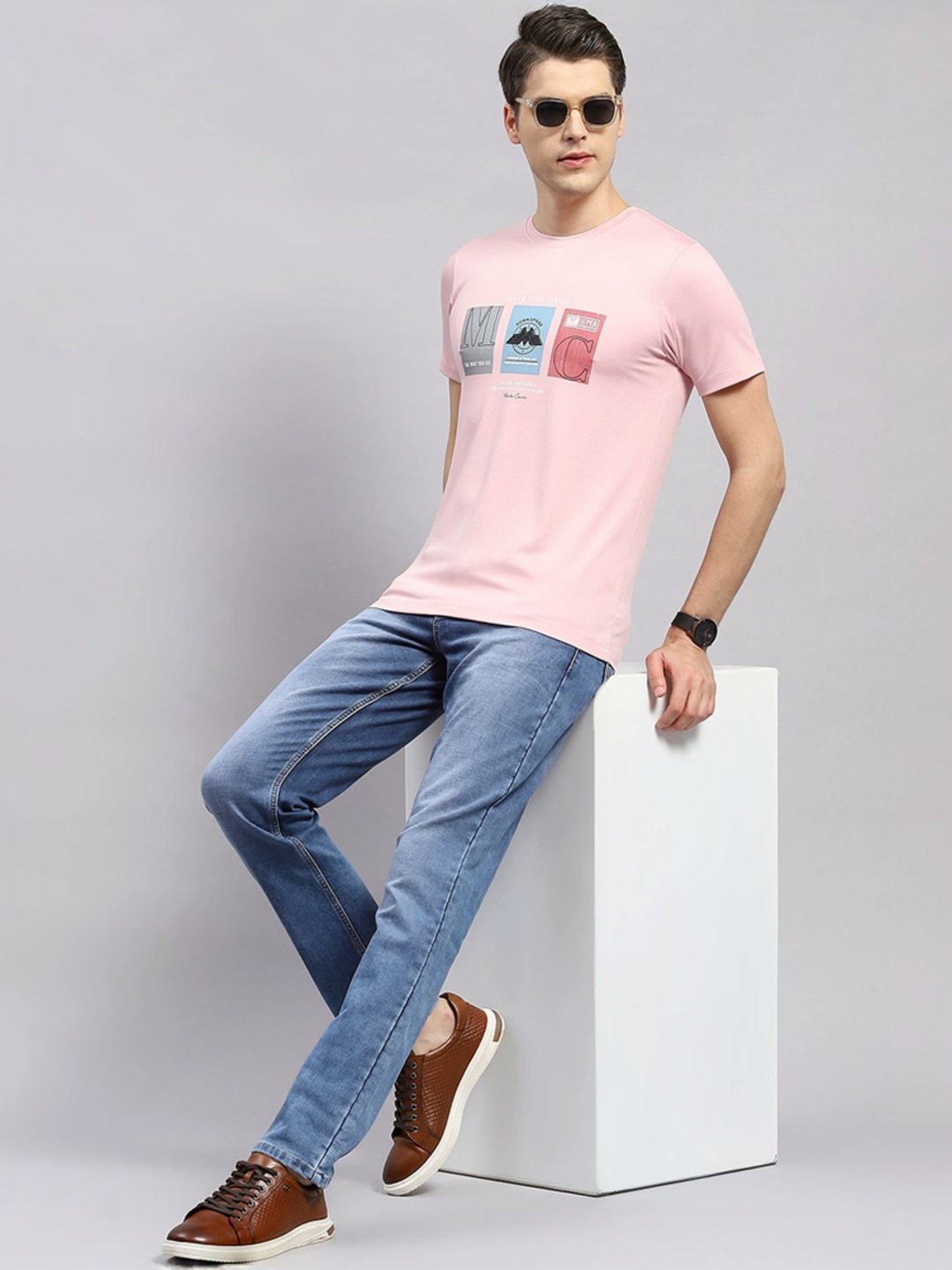Monte Carlo Pink Regular Fit Printed T-Shirt