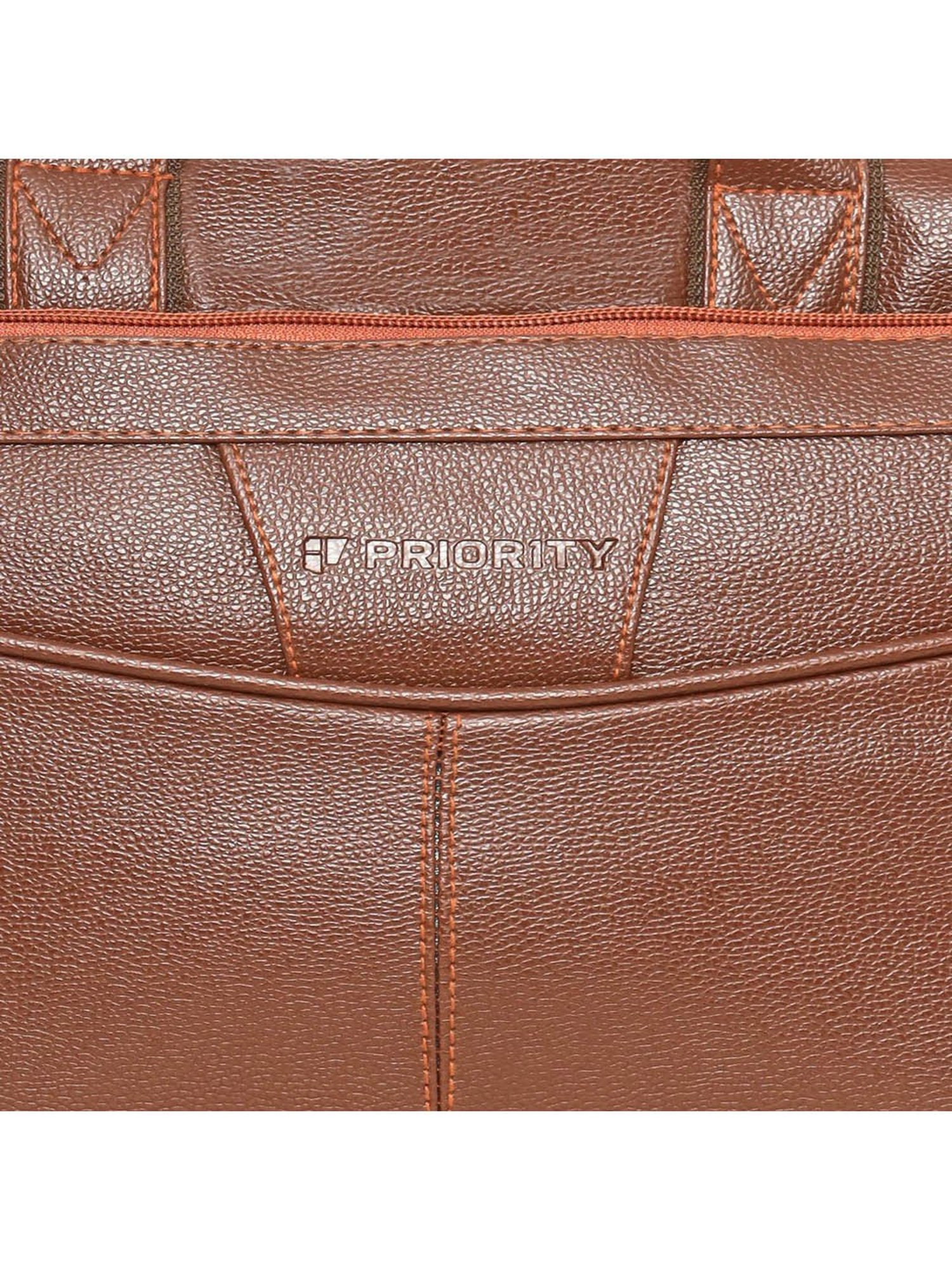 Priority Tan Synthetic Large Messenger Bag