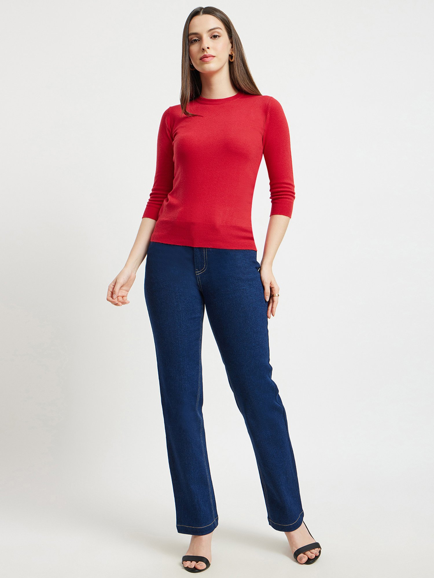 Fablestreet Red Relaxed Fit Sweater