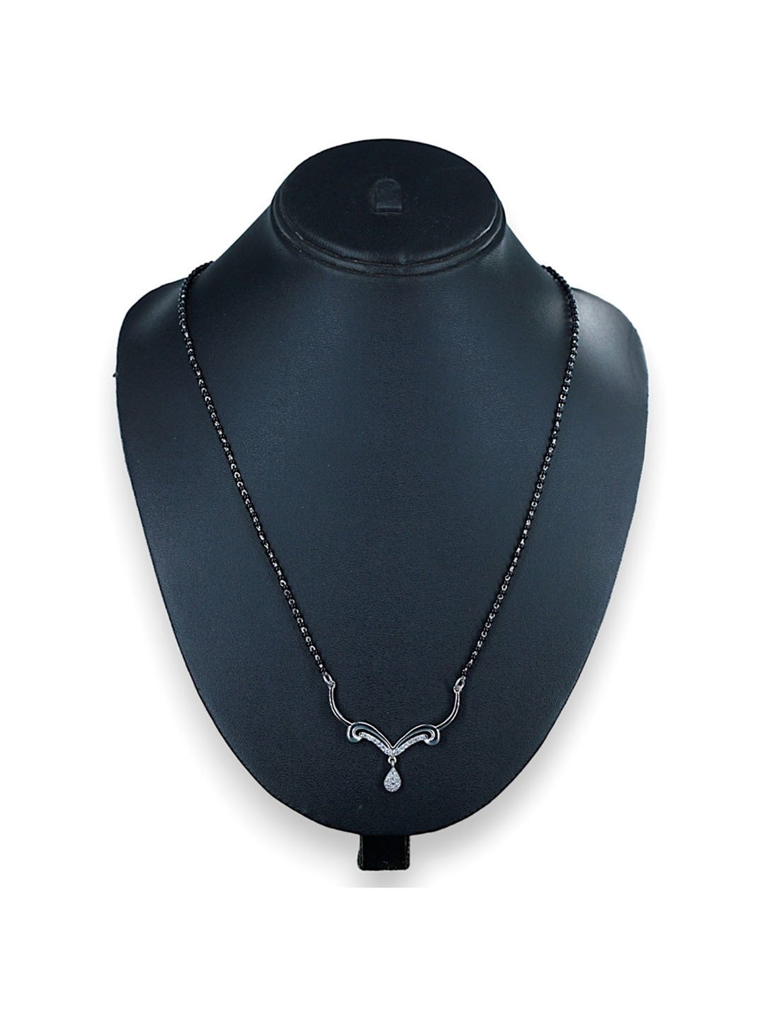 Taraash 92.5 Silver Black Beads & CZ Stones Mangalsutra